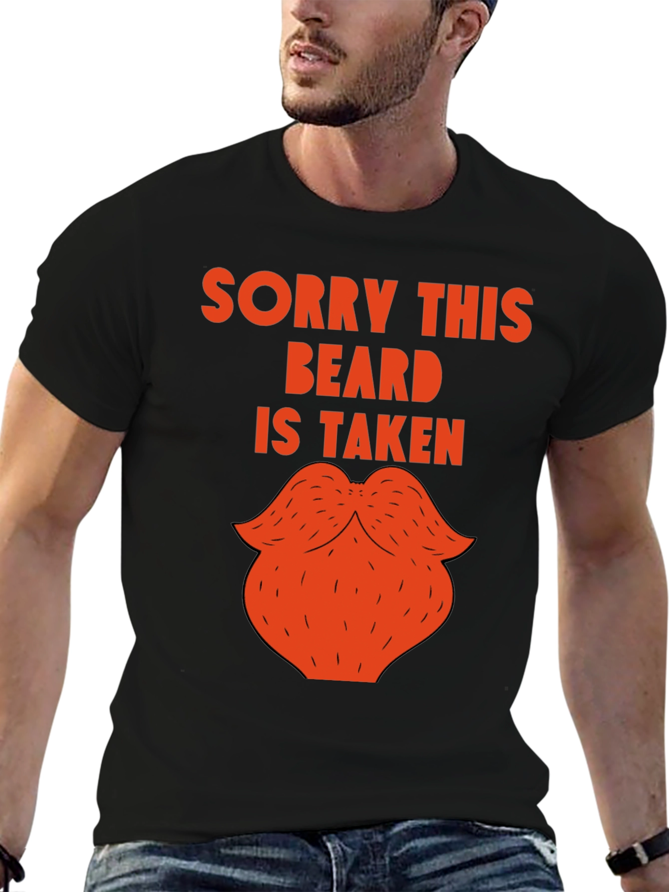 Black Sorry This Beard Is Taken Funny Graphic Tee view 6