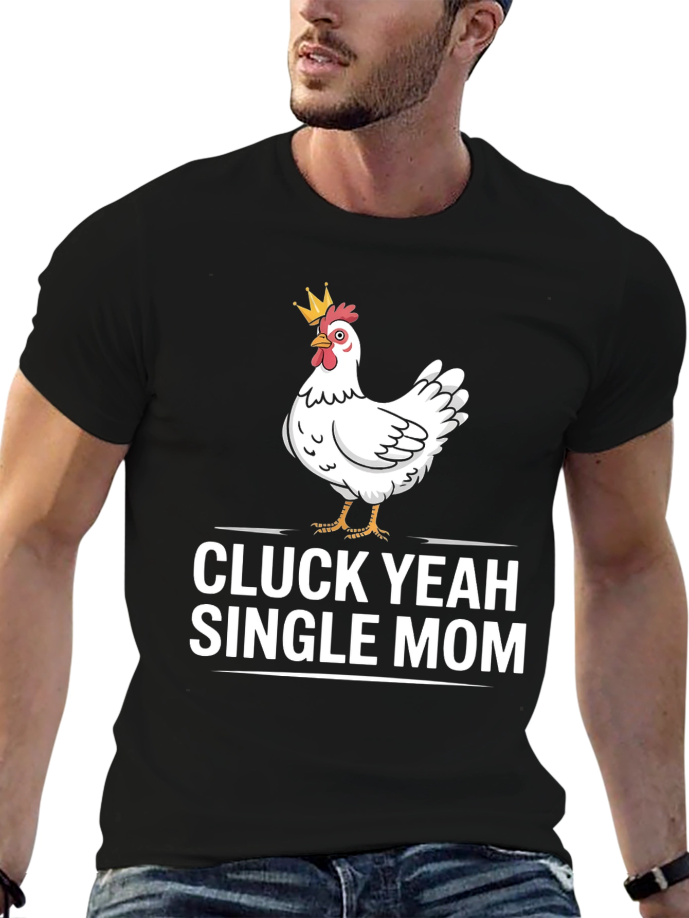 Black Cluck Yeah Single Mom T-Shirt view 6