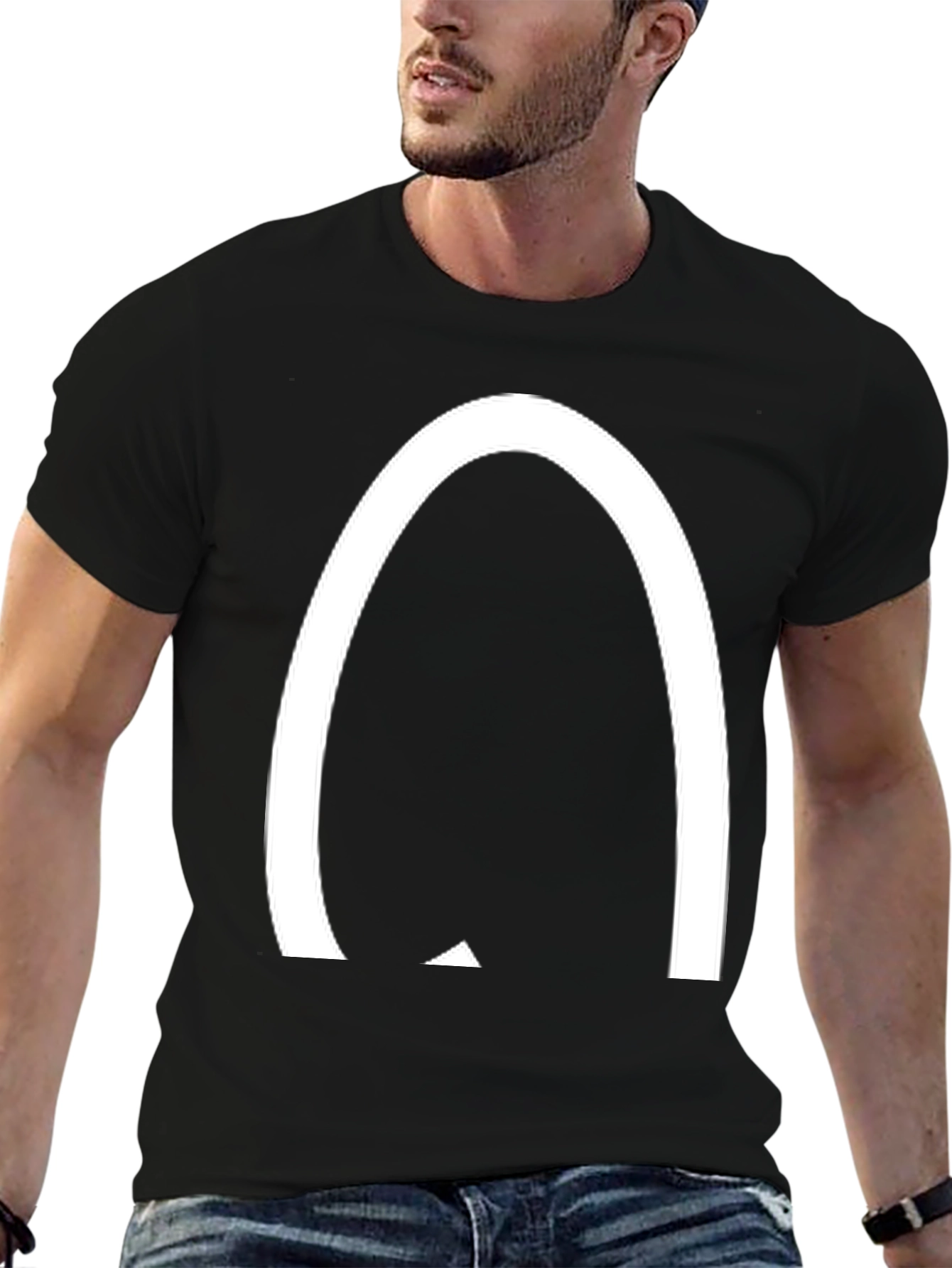 Black Arched Logo Black T-Shirt - Casual Style view 6