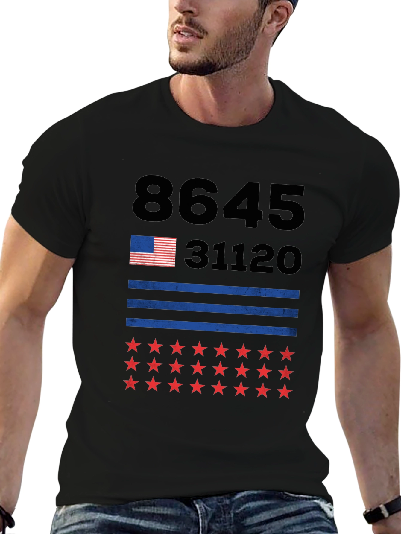 Black 8645 31120 Stars & Stripes Graphic Tee view 6