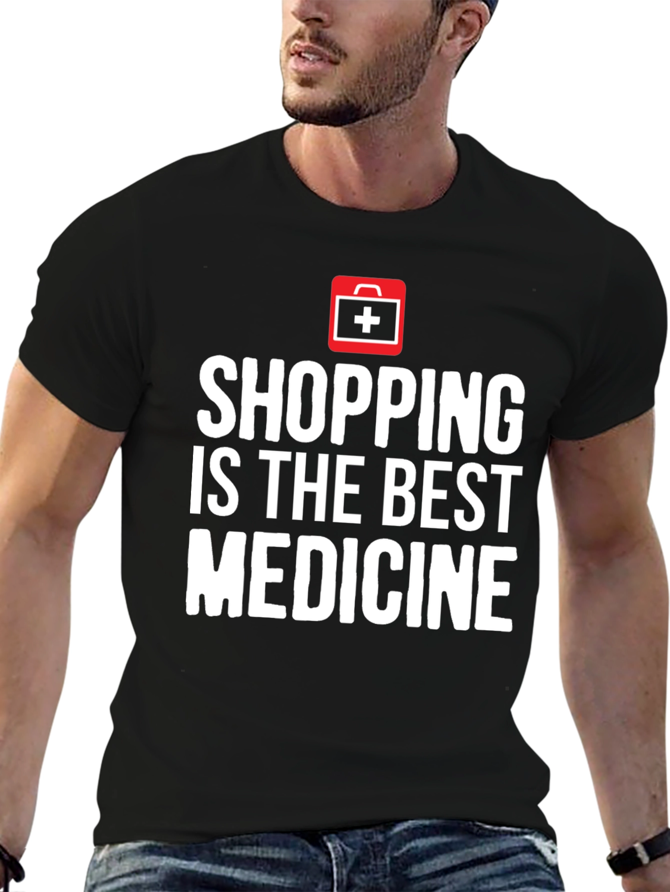 Black Shopping is the Best Medicine T-Shirt view 6