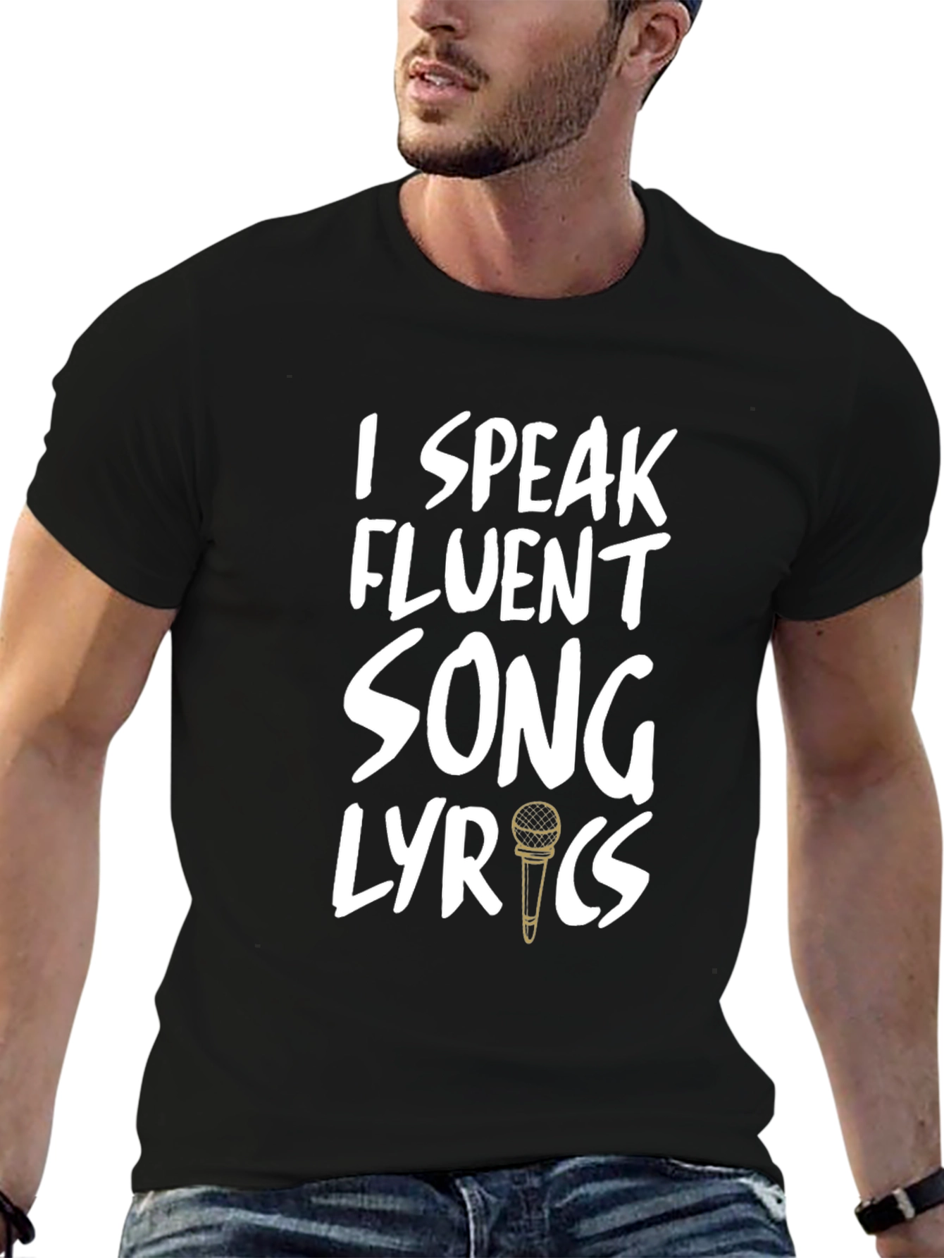 Black I Speak Fluent Song Lyrics Black T-Shirt view 6