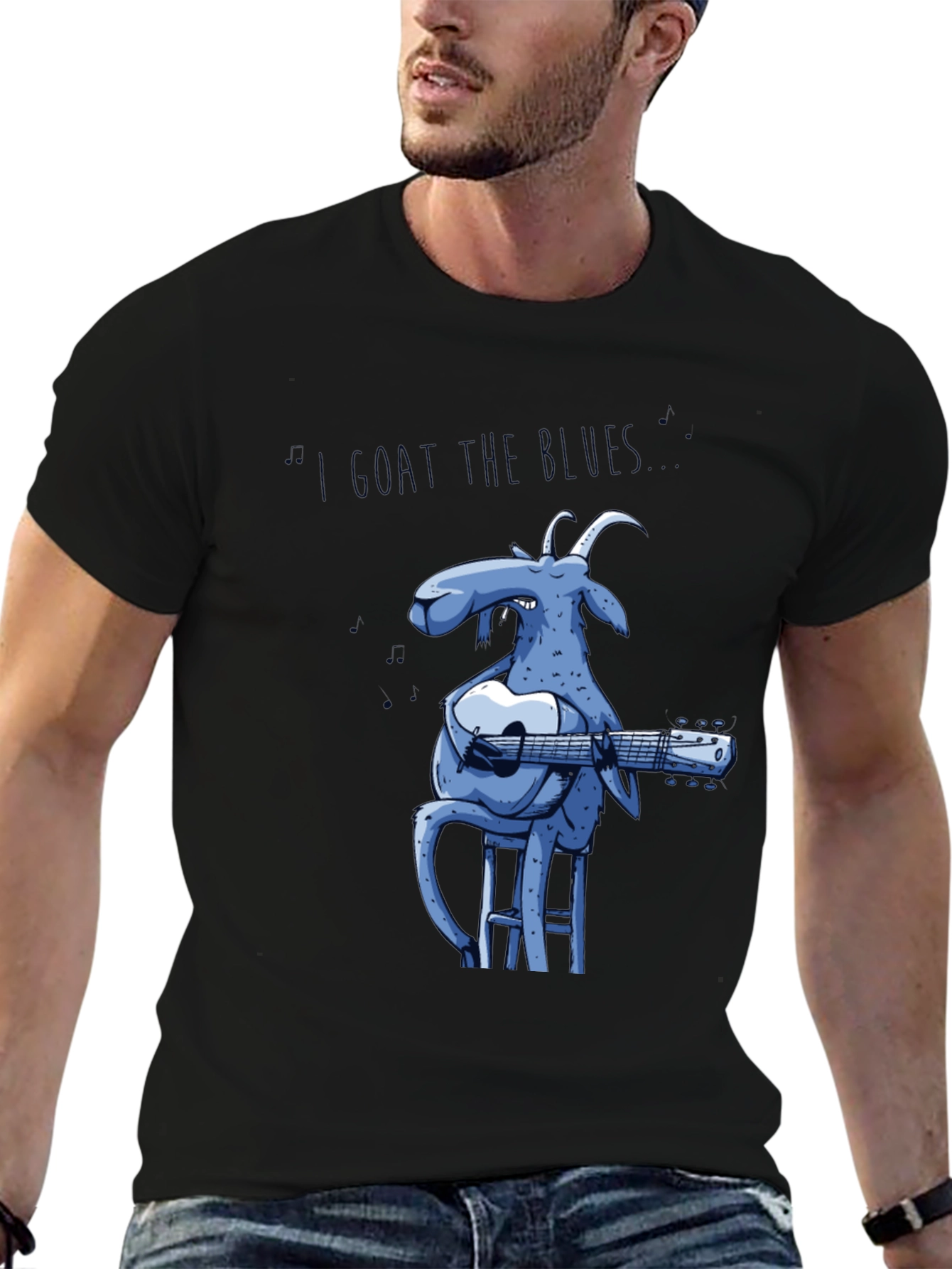 Black I Goat the Blues T-Shirt - Funny Musician Tee view 6