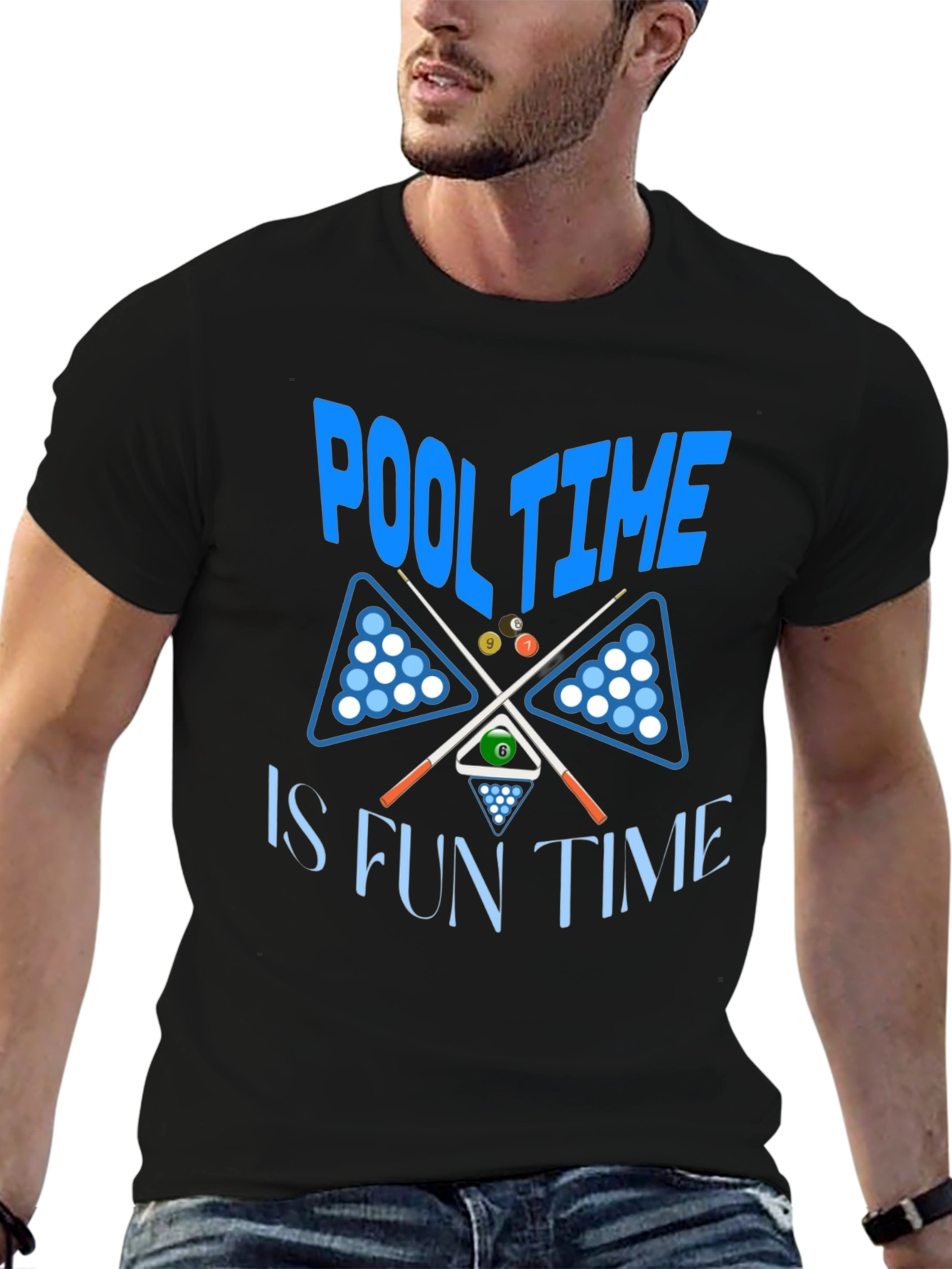 Pool Time Fun Time Black Graphic T-Shirt - 6