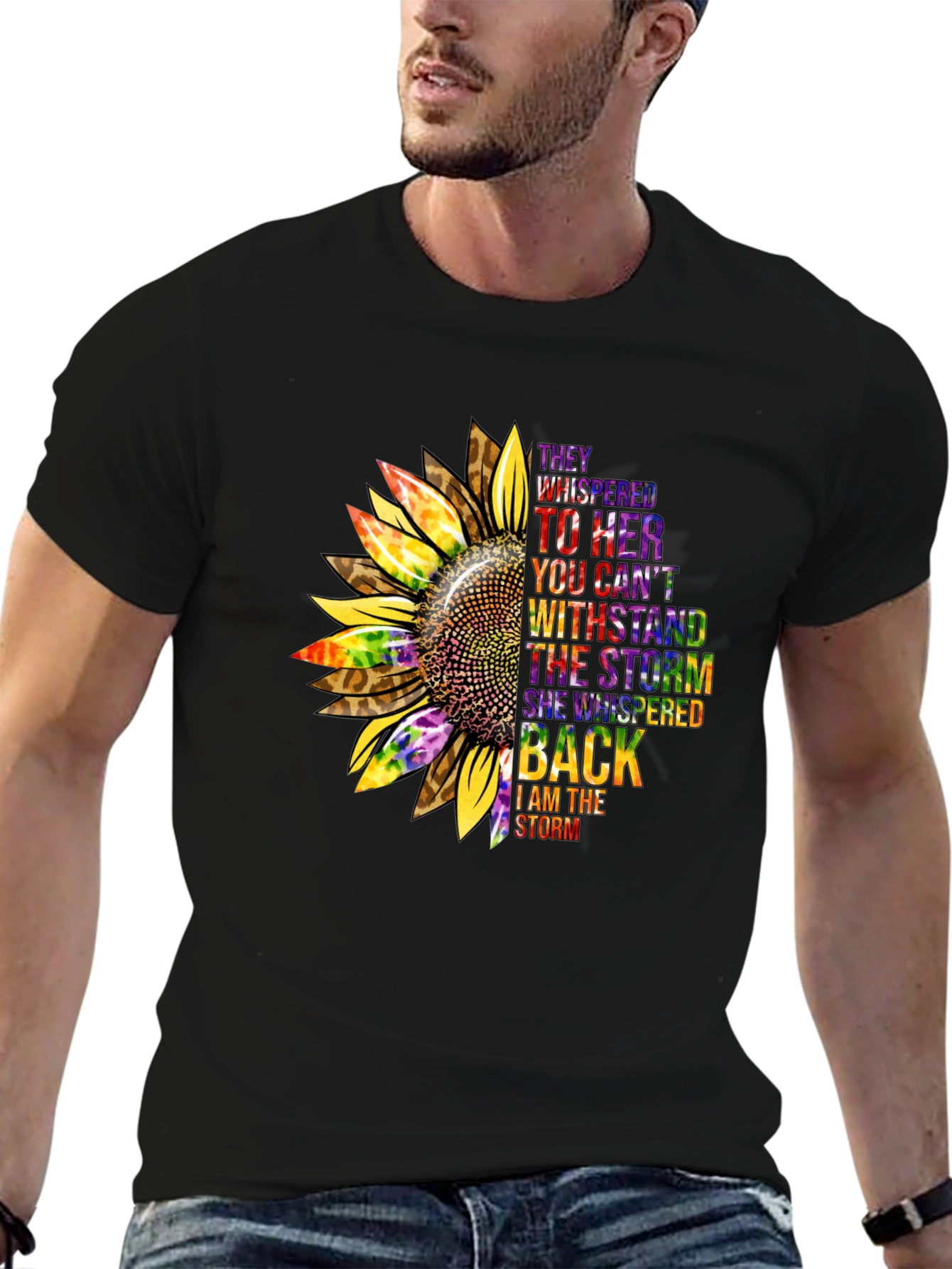 Black Sunflower Inspirational T-Shirt -  They Whispered view 6