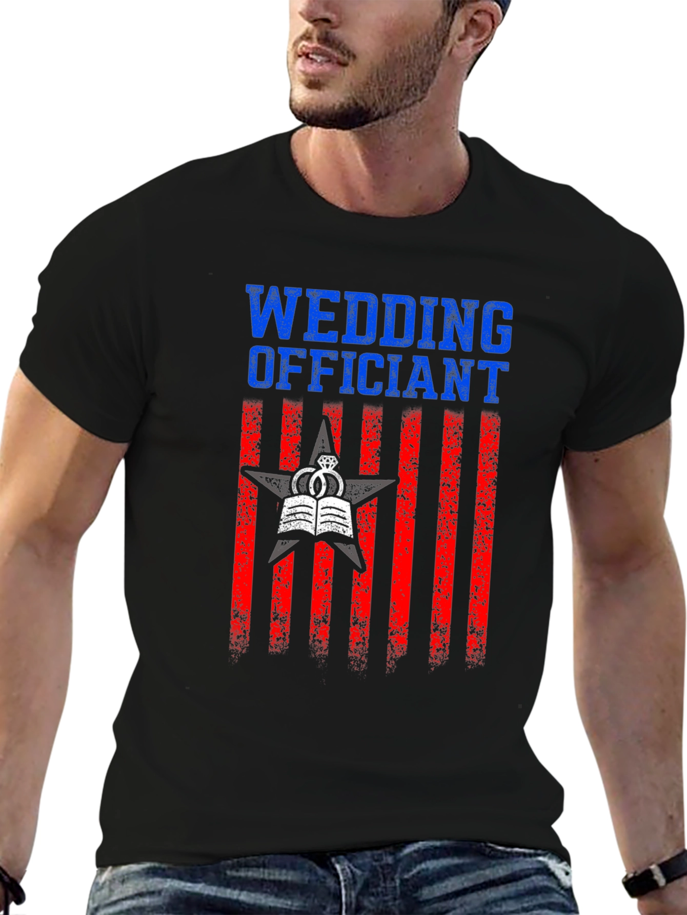 Black Wedding Officiant Graphic T-Shirt view 6