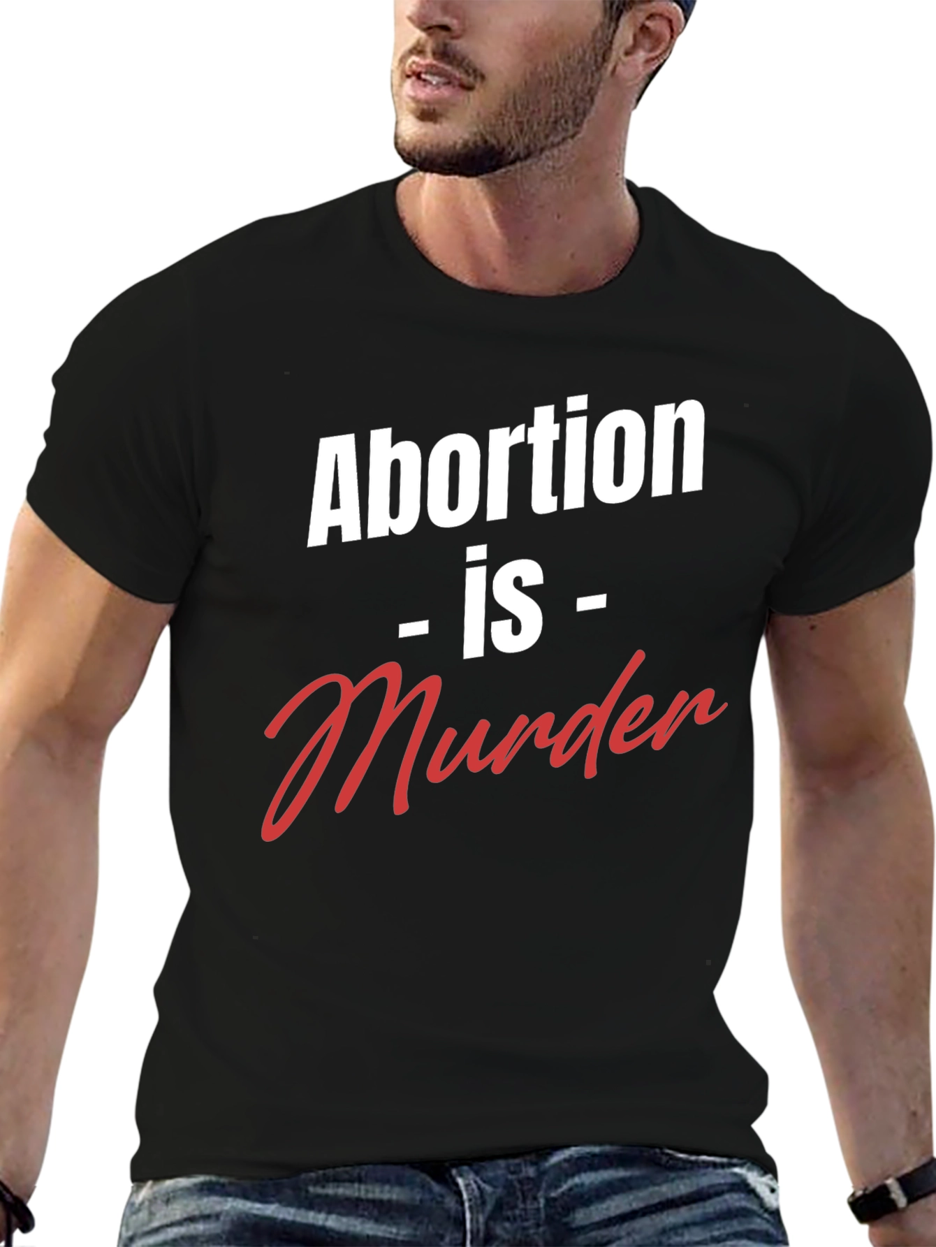 Black Statement T-Shirt - Abortion is Murder view 6