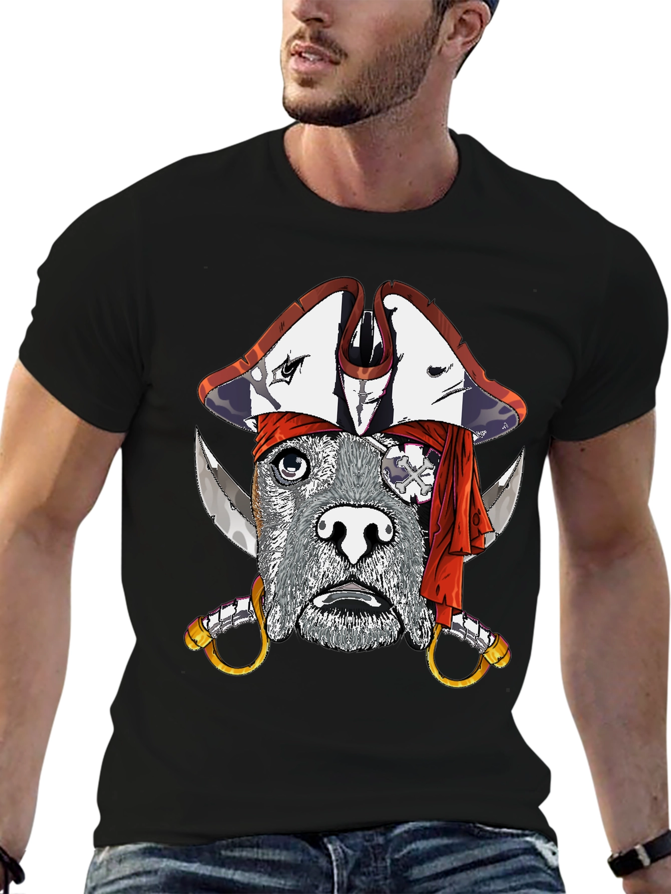 Black Dog Pirate Graphic T-Shirt - Black view 6