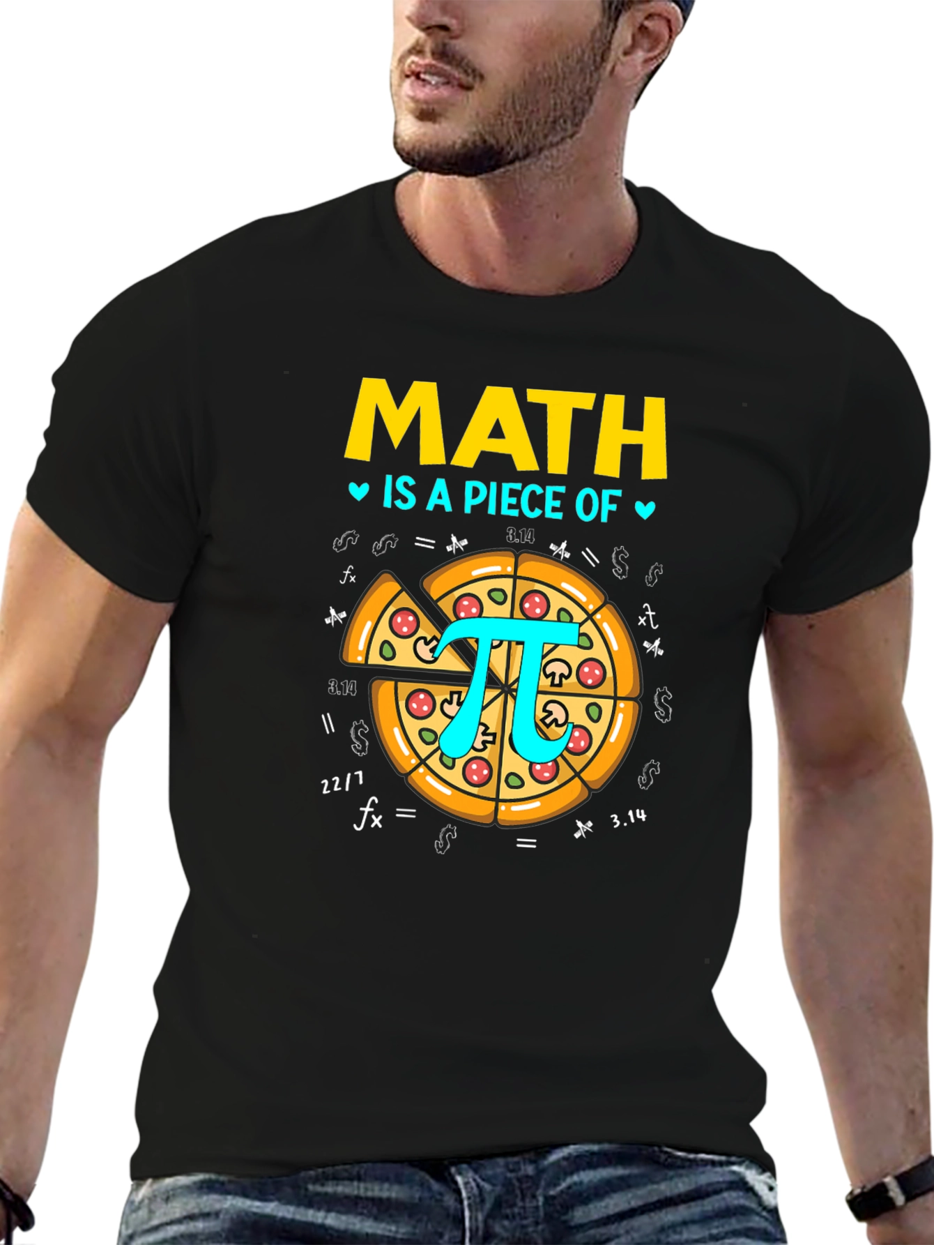 Black Math is a Piece of Pi Pizza Graphic T-Shirt view 6