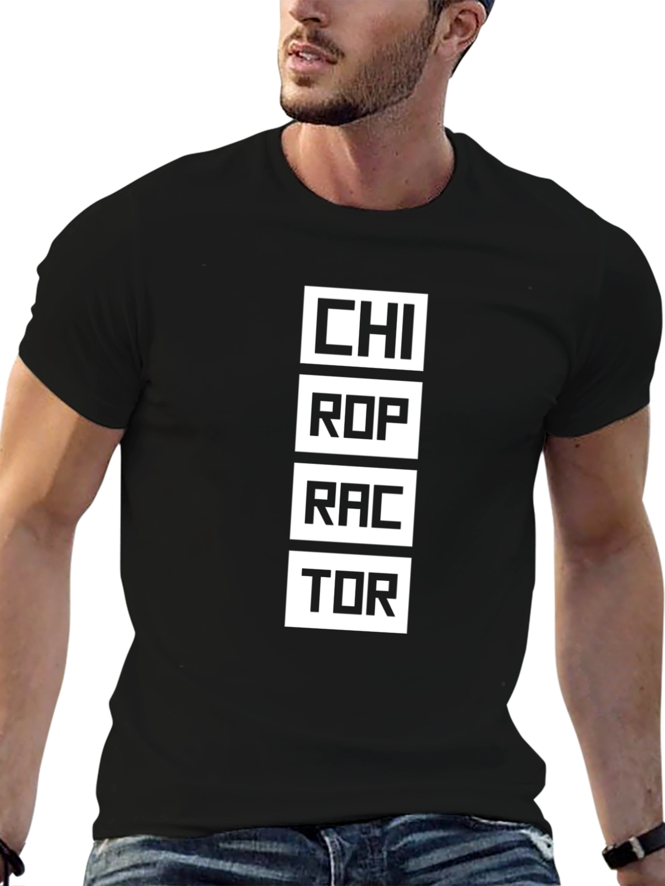 Black Chiropractor Graphic Tee - Black Cotton Blend T-Shirt view 6