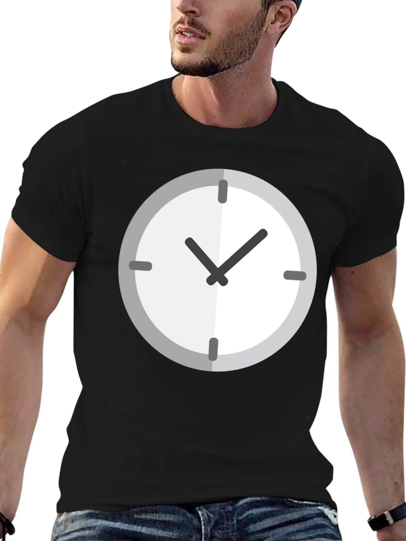 Black Time T-Shirt - Classic Clock Graphic Tee view 6