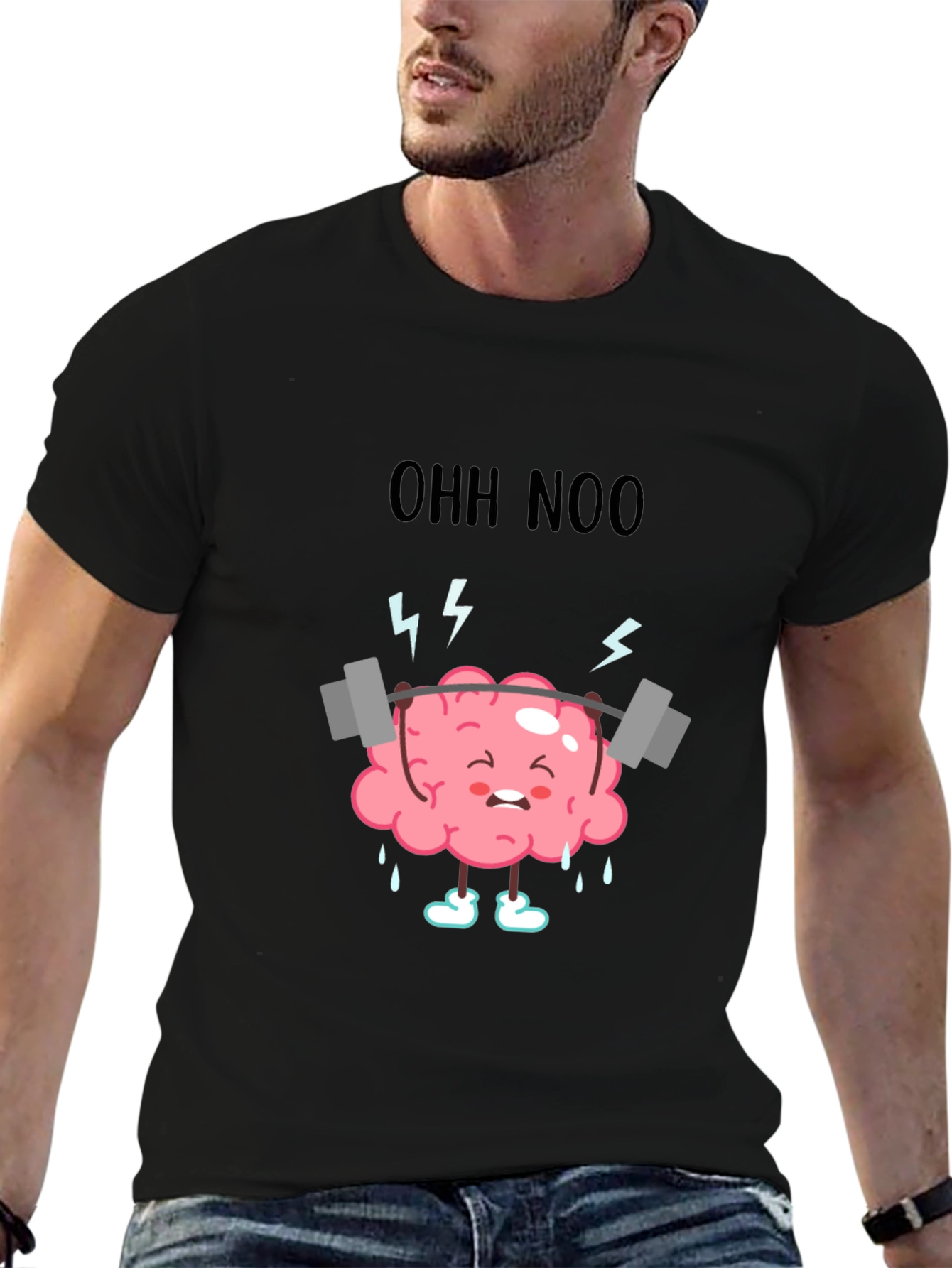 Black Brain Training T-Shirt - "Ohh Noo" Workout Design view 6