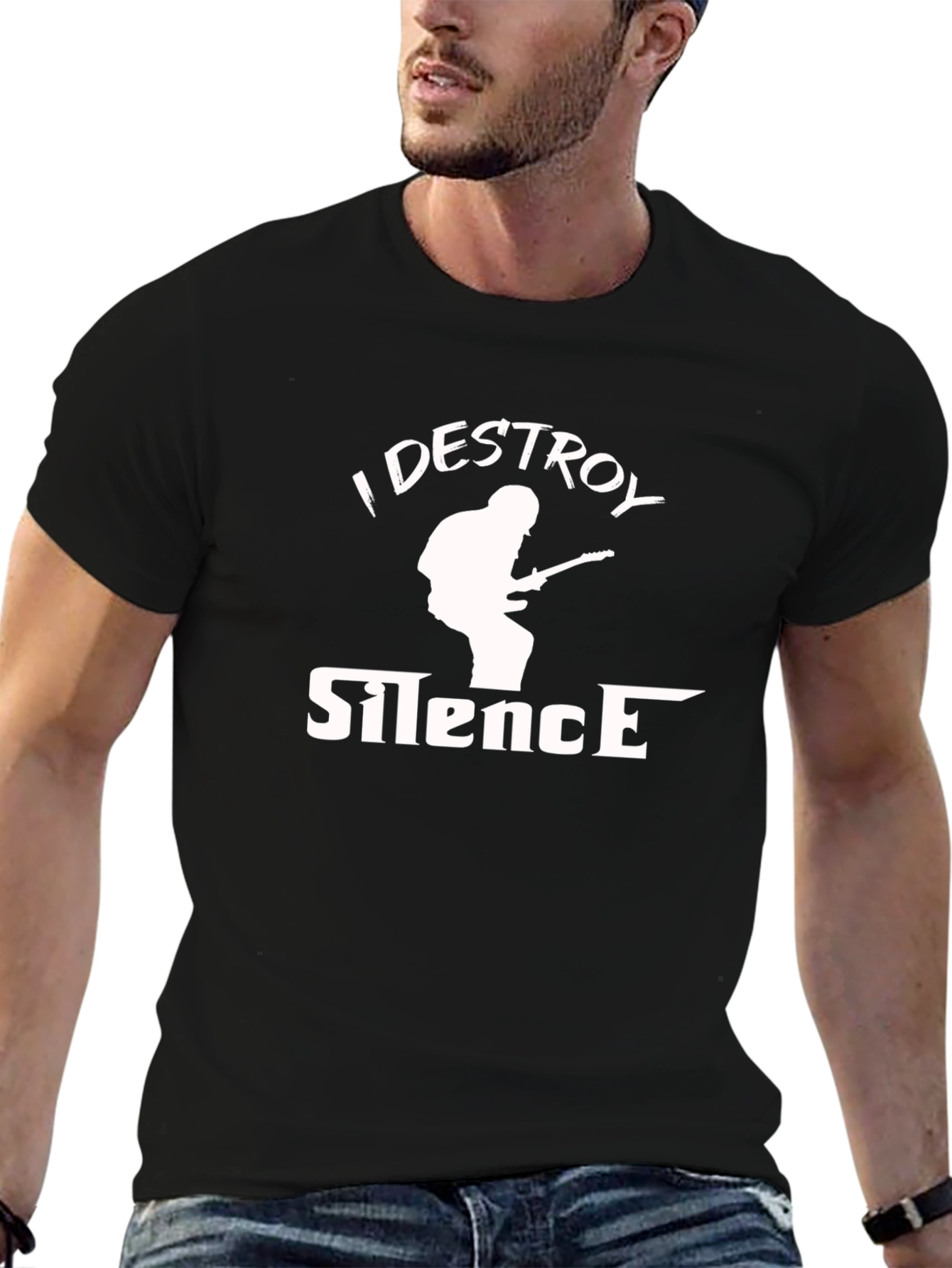 Black I Destroy Silence Black Graphic Tee view 6