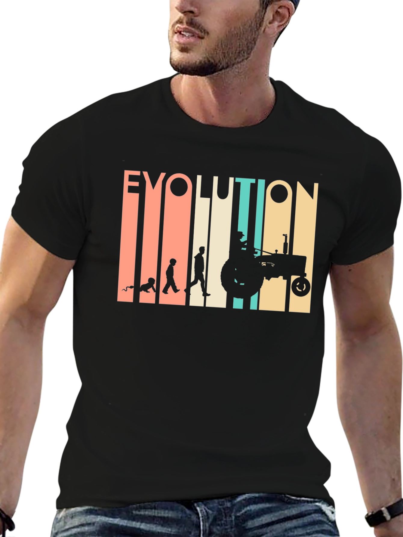 Black Evolution of Farming T-Shirt - Black Cotton Tee view 6