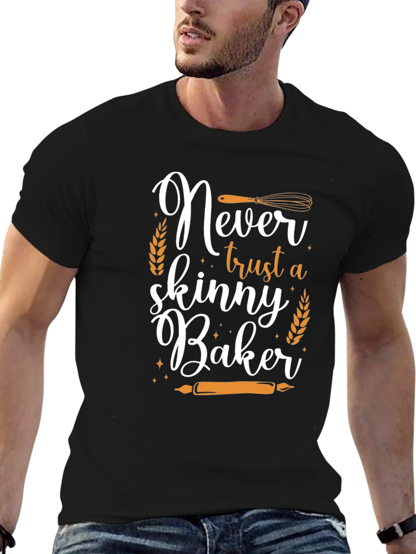 Black Never Trust a Skinny Baker Graphic Tee view 6