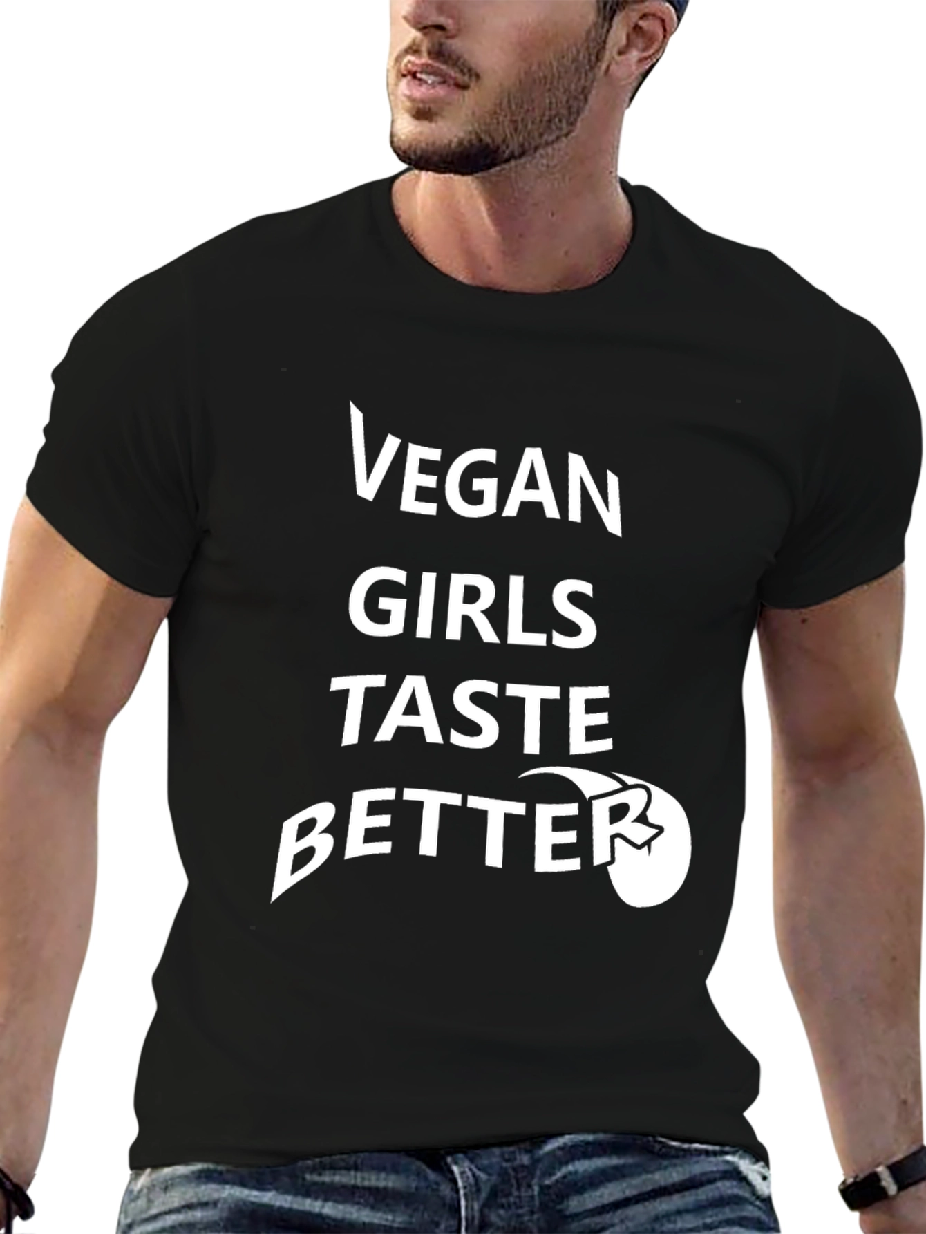 Black Vegan Girls Taste Better T-Shirt view 6