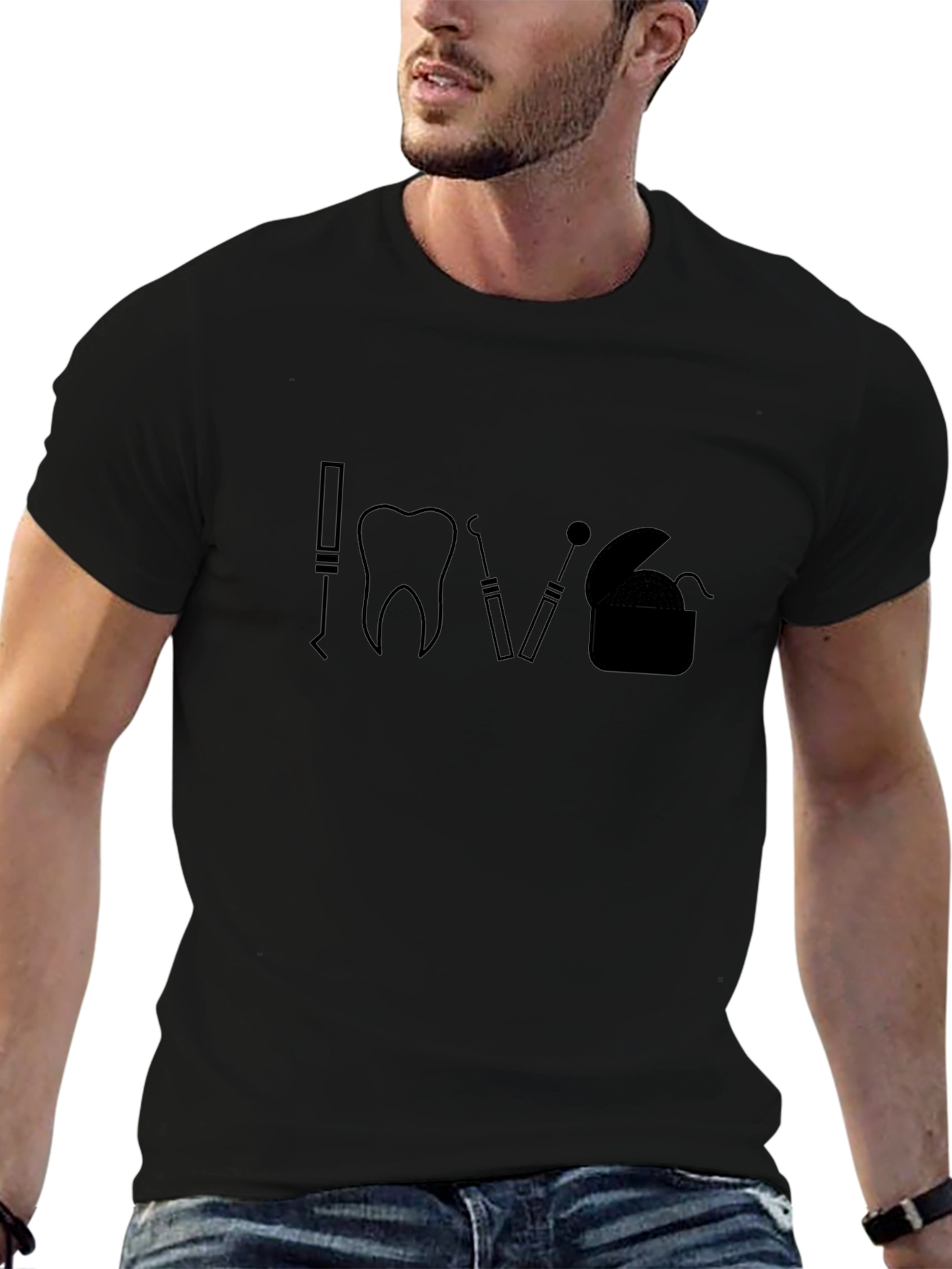 Black Dental Love T-Shirt - Dentist Gift view 6