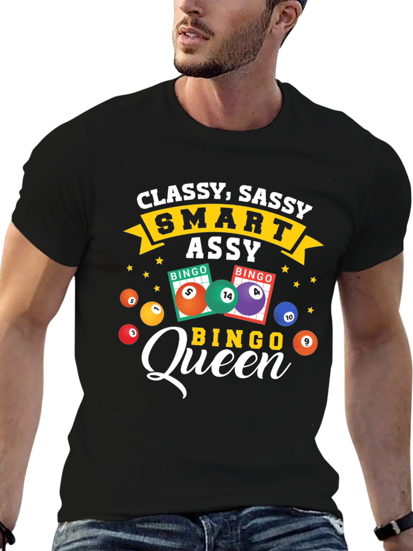 Black Classy Sassy Bingo Queen T-Shirt view 6