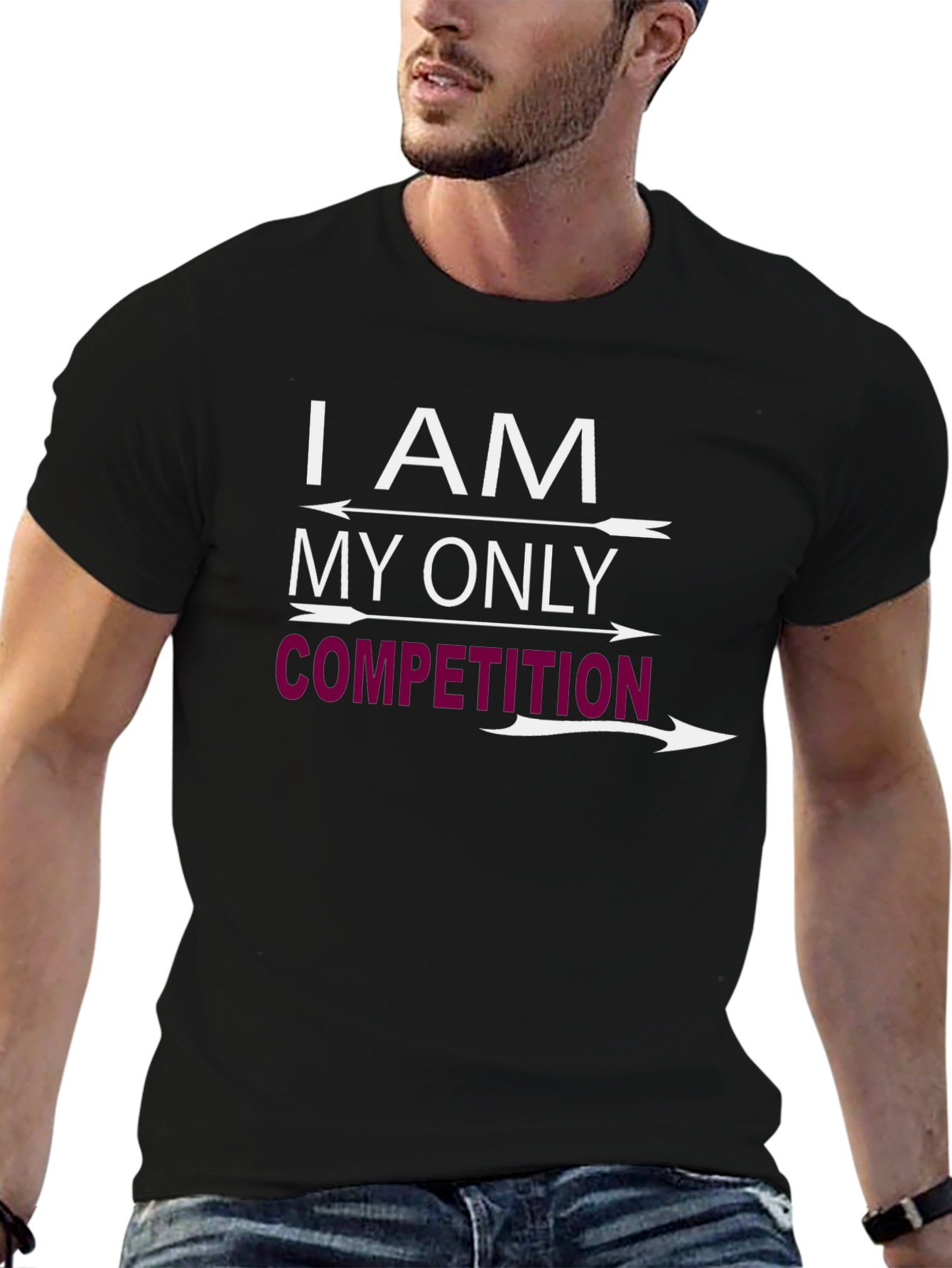 Black I AM MY ONLY COMPETITION Graphic T-Shirt view 6