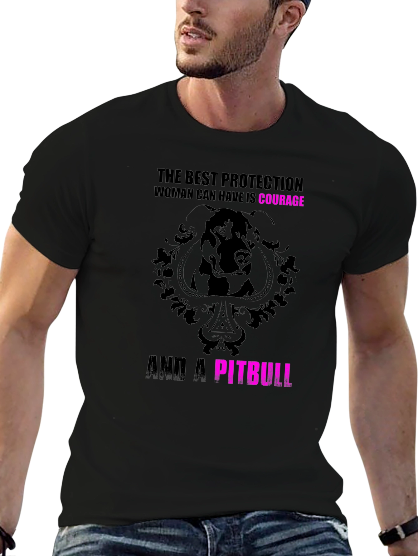 Black Courage & Pitbull Graphic Tee view 6