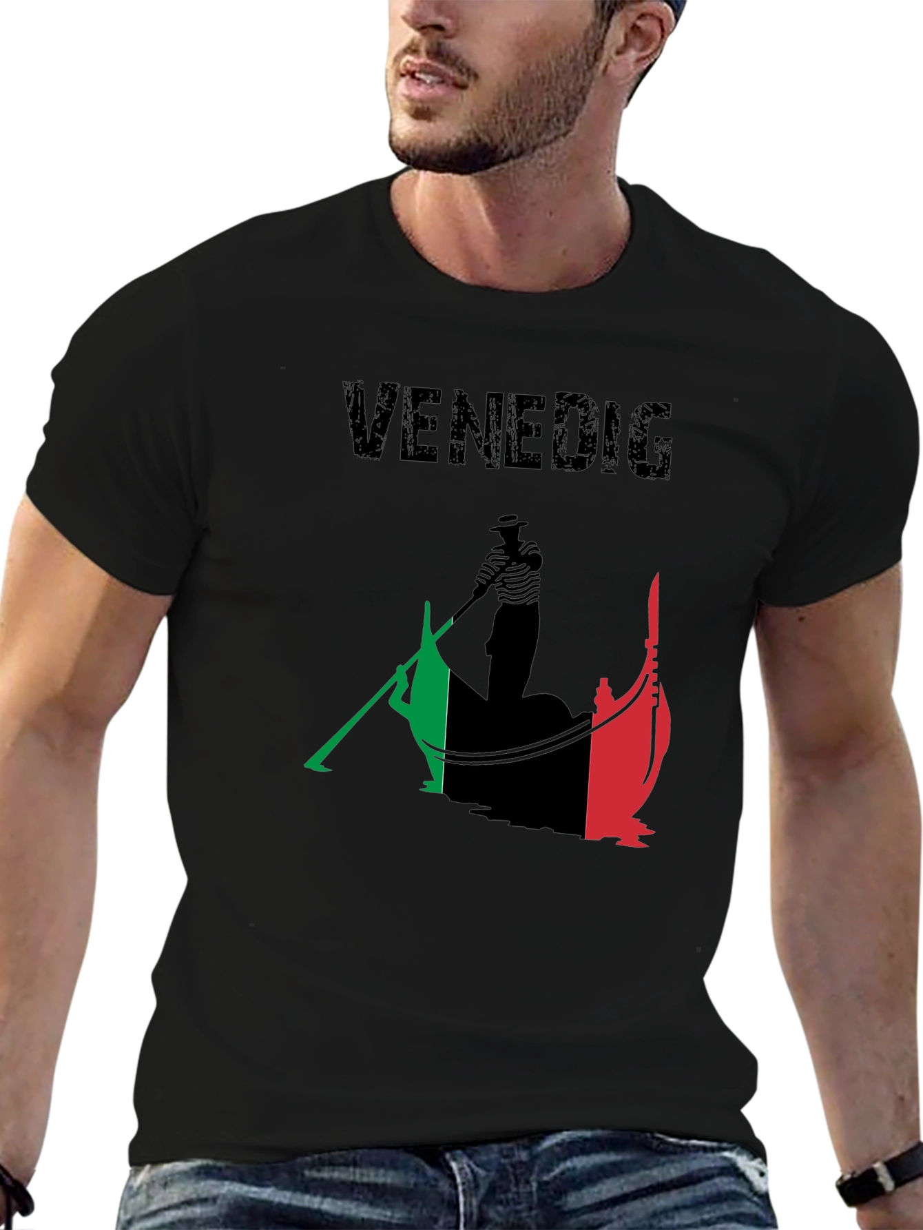 Black Venice Italy Gondola T-Shirt view 6