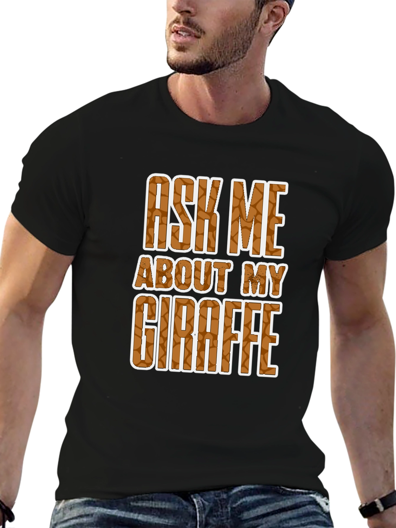 Black Ask Me About My Giraffe T-Shirt view 6