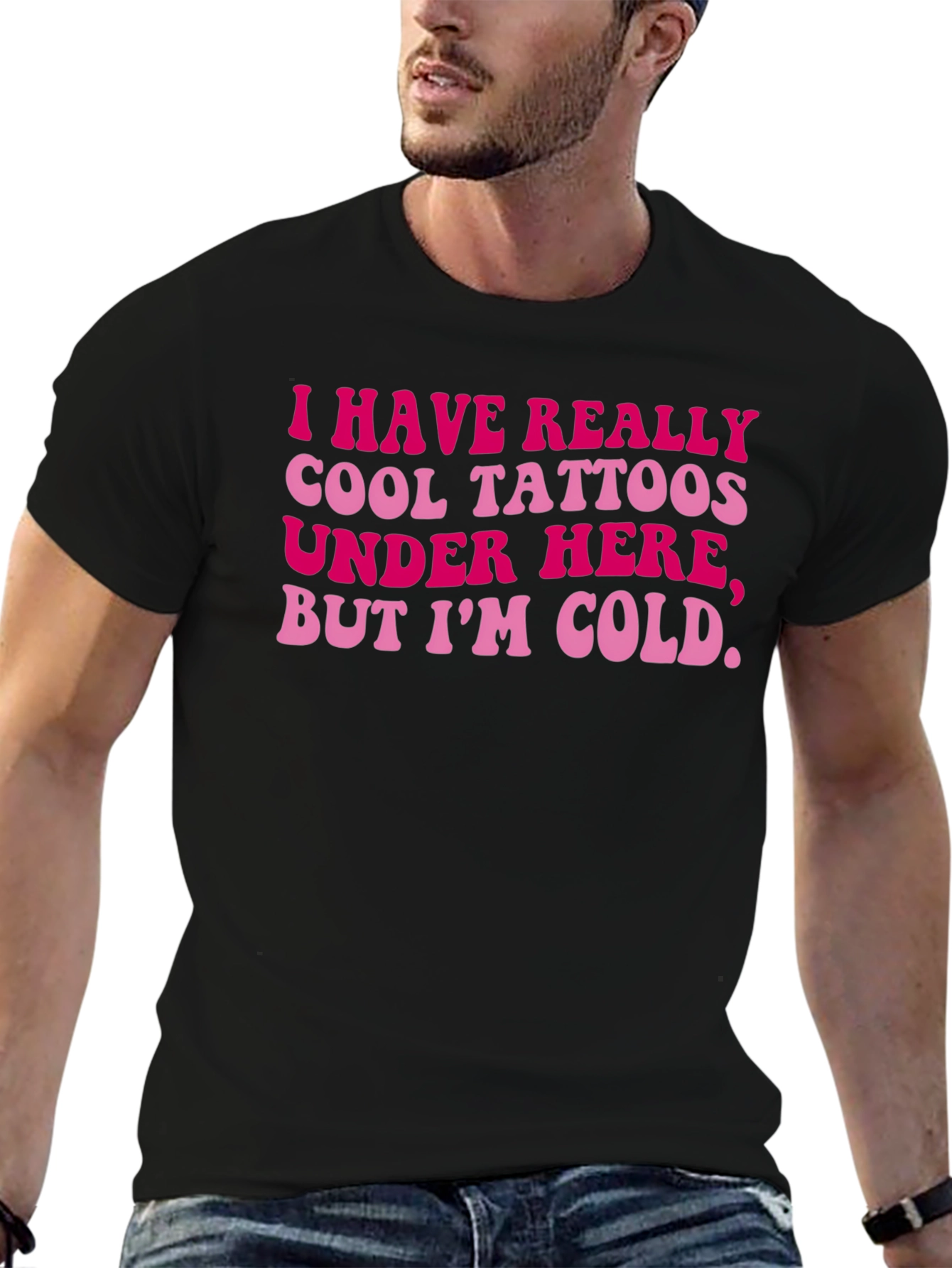 Black Funny Tattoo Shirt - I Have Really Cool Tattoos Under Here view 6