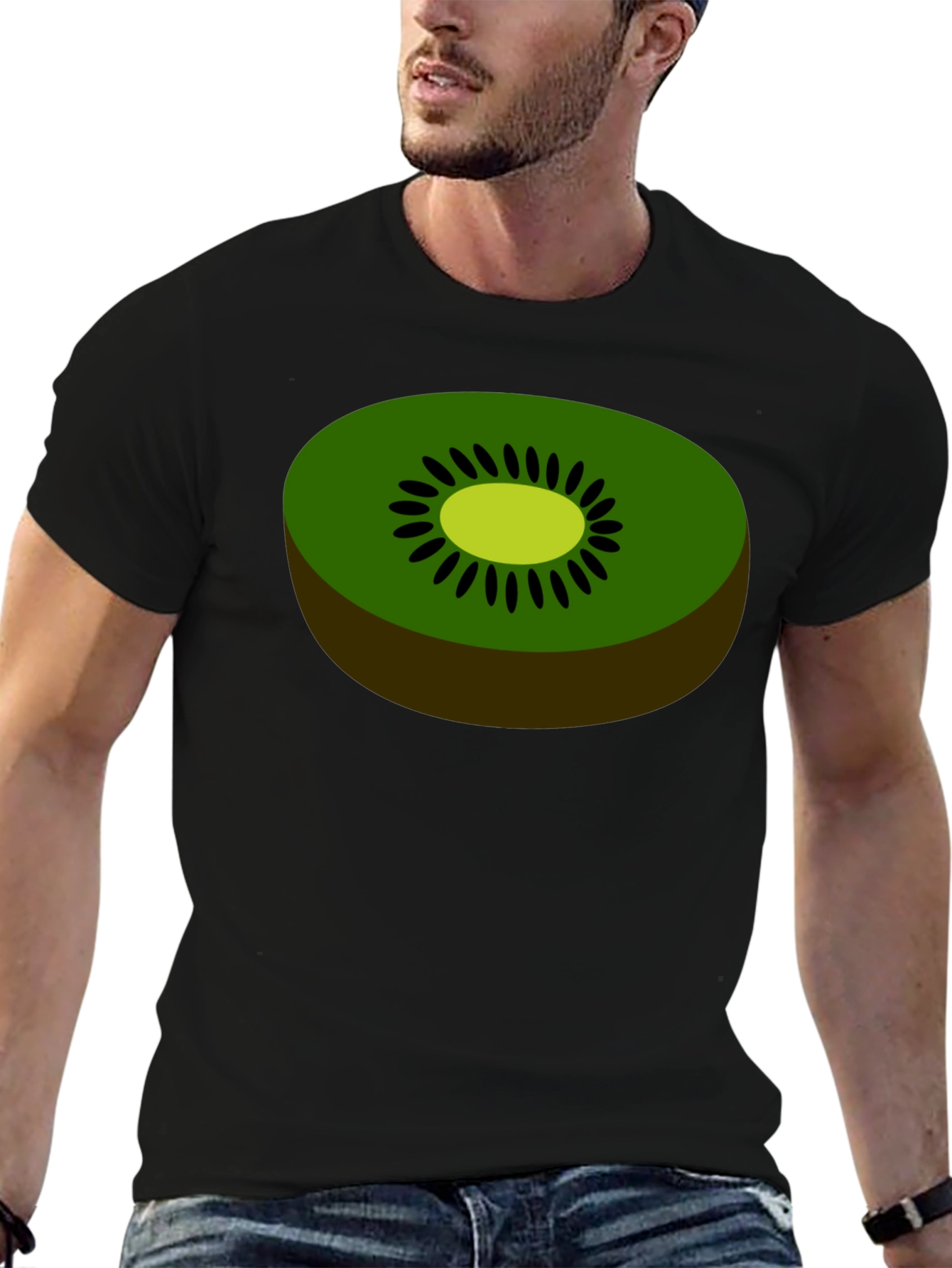 Black Kiwi Fruit Graphic Tee - Novelty Food Shirt view 6