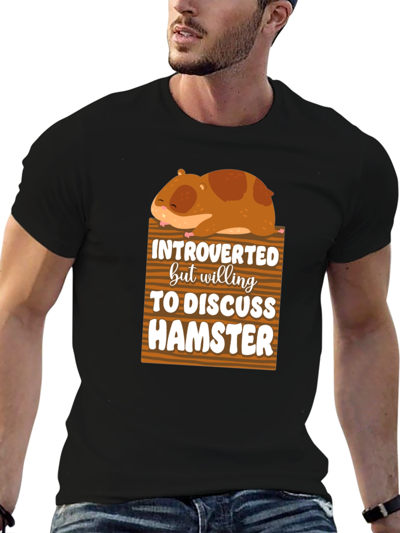 Black Introverted Hamster Graphic Tee view 6