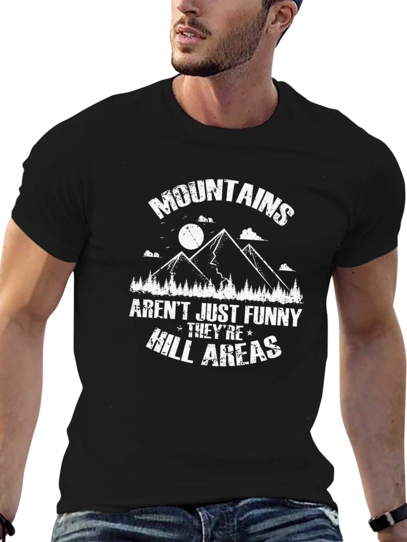 Black Funny Mountains T-Shirt - Hill Areas Pun view 6