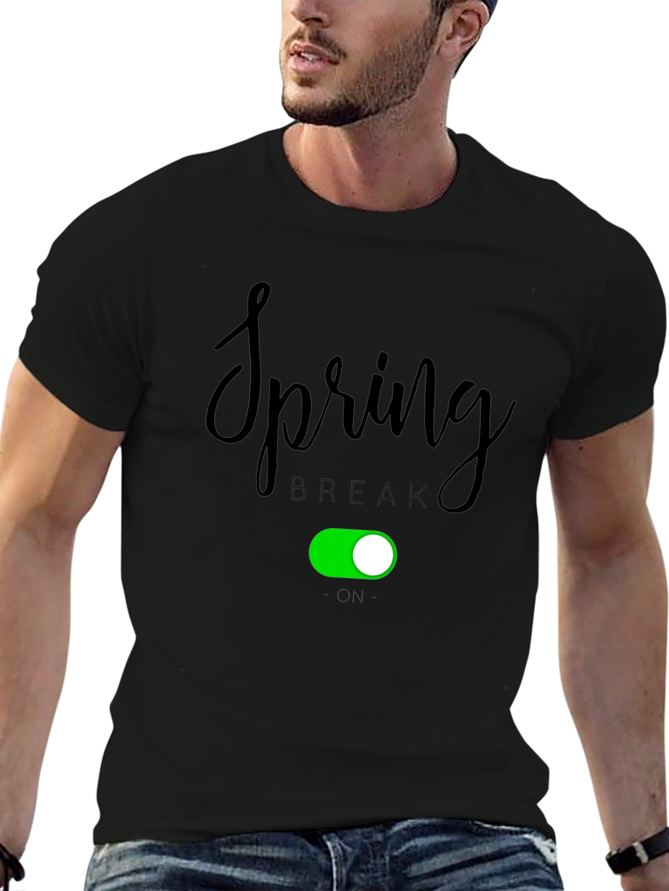 Black Spring Break On Graphic Tee - Black Cotton Blend view 6