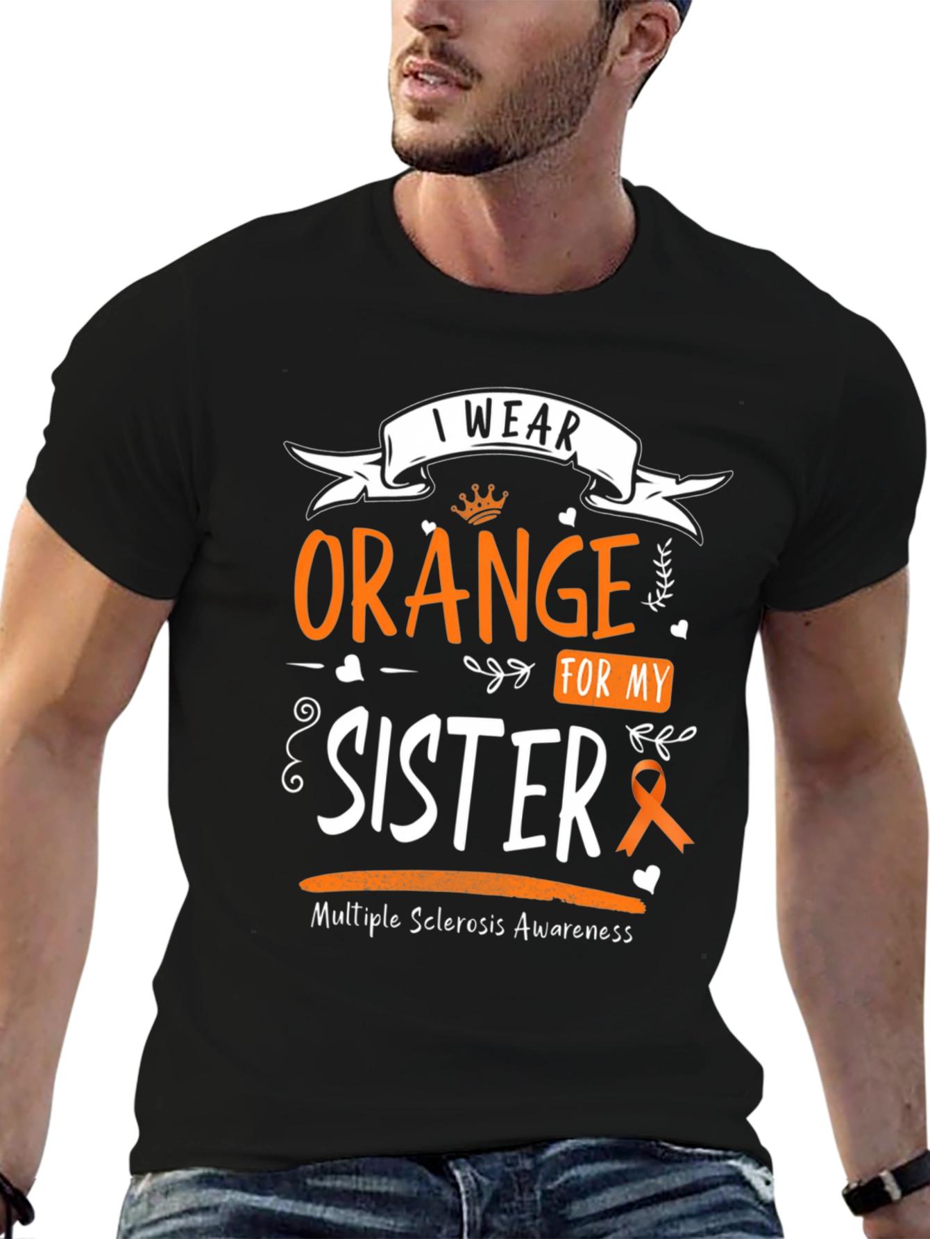 Black I Wear Orange For My Sister T-Shirt view 6