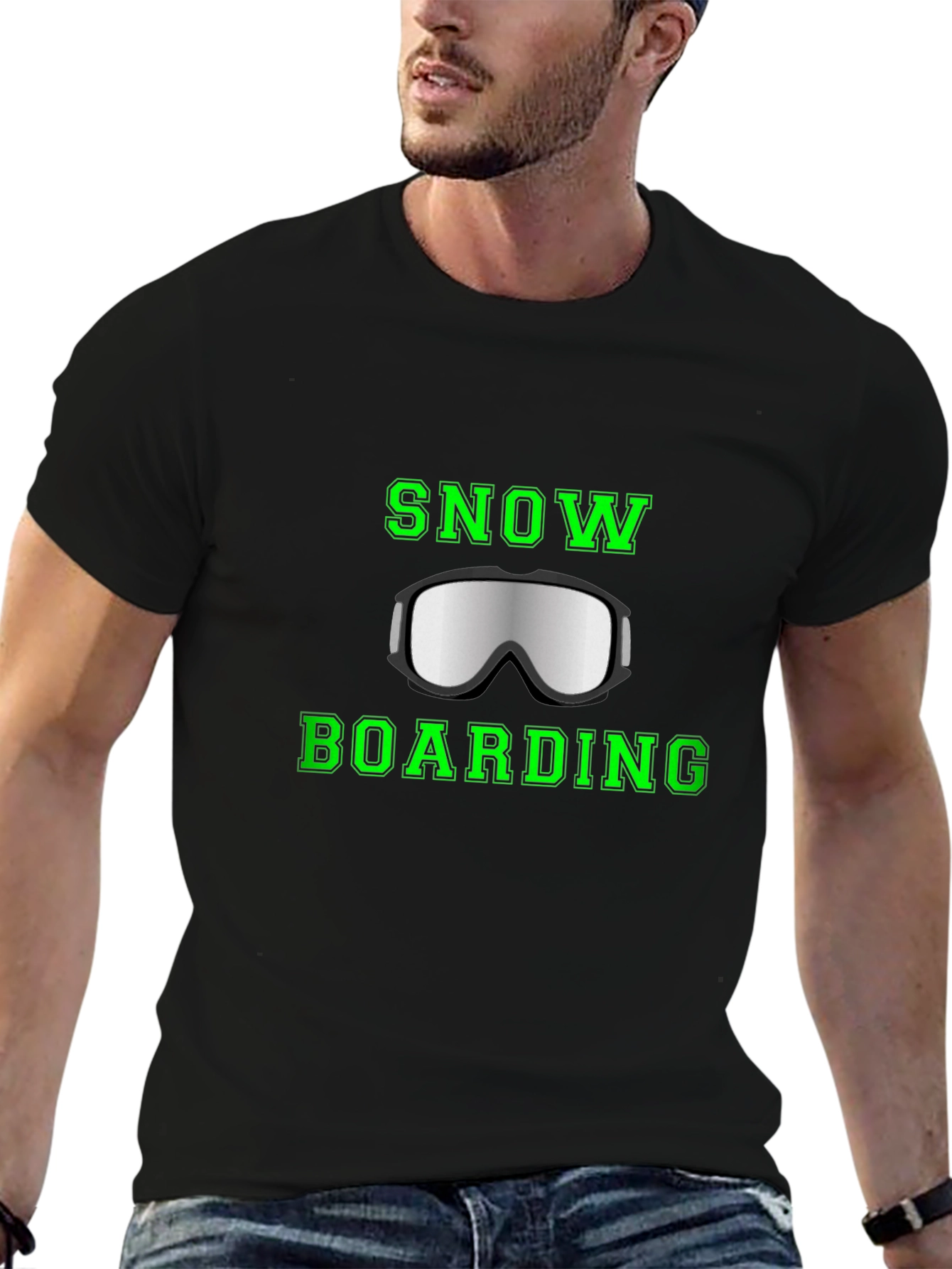 Black Snowboarding Goggles Graphic Tee view 6