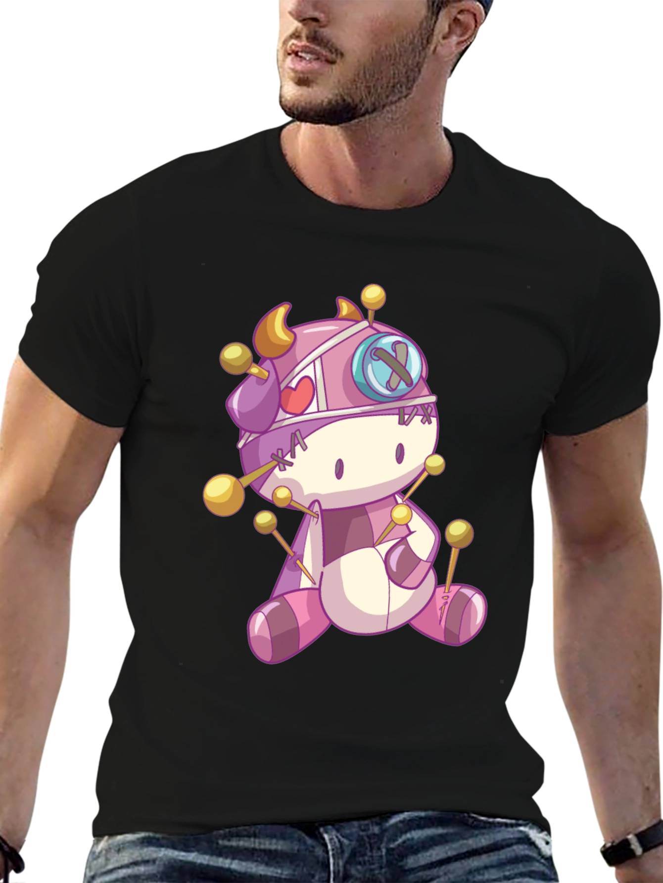 Black Voodoo Doll Graphic Tee - Unique Design, Soft Cotton view 6