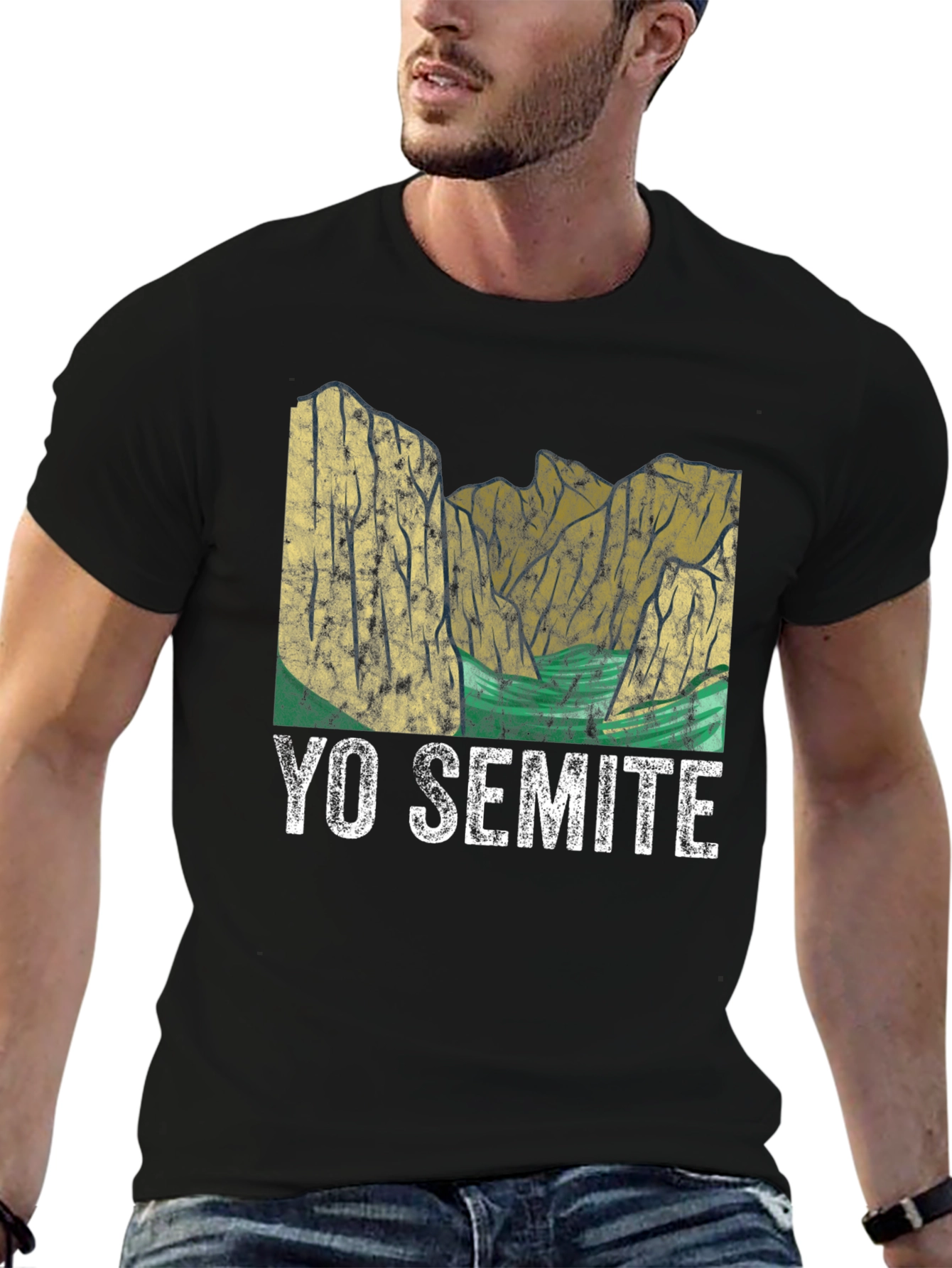 Black Yo Semite Graphic T-Shirt - Black Crew Neck Tee view 6