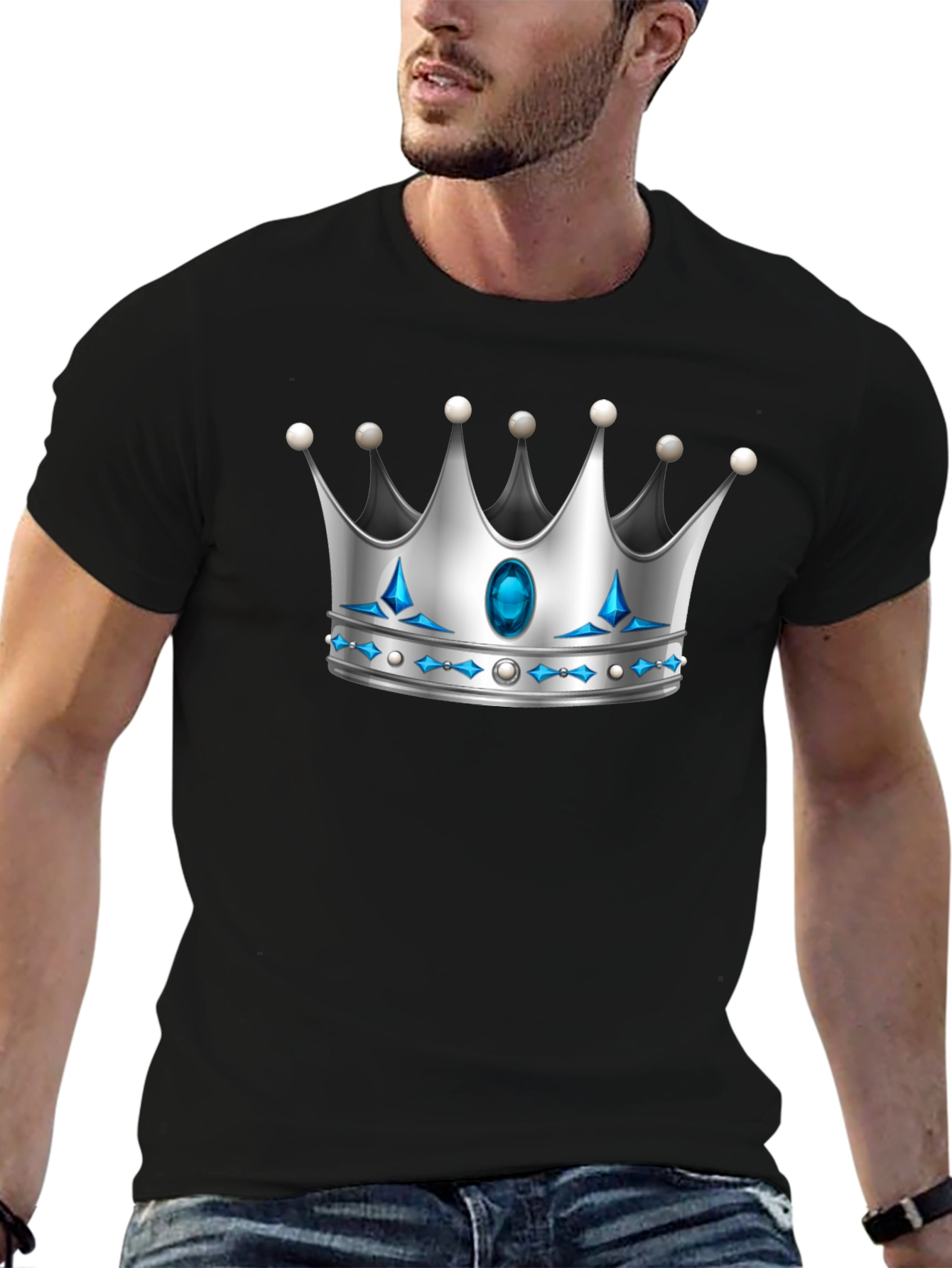Black Crown Graphic Tee - Royal Style Black T-Shirt view 6
