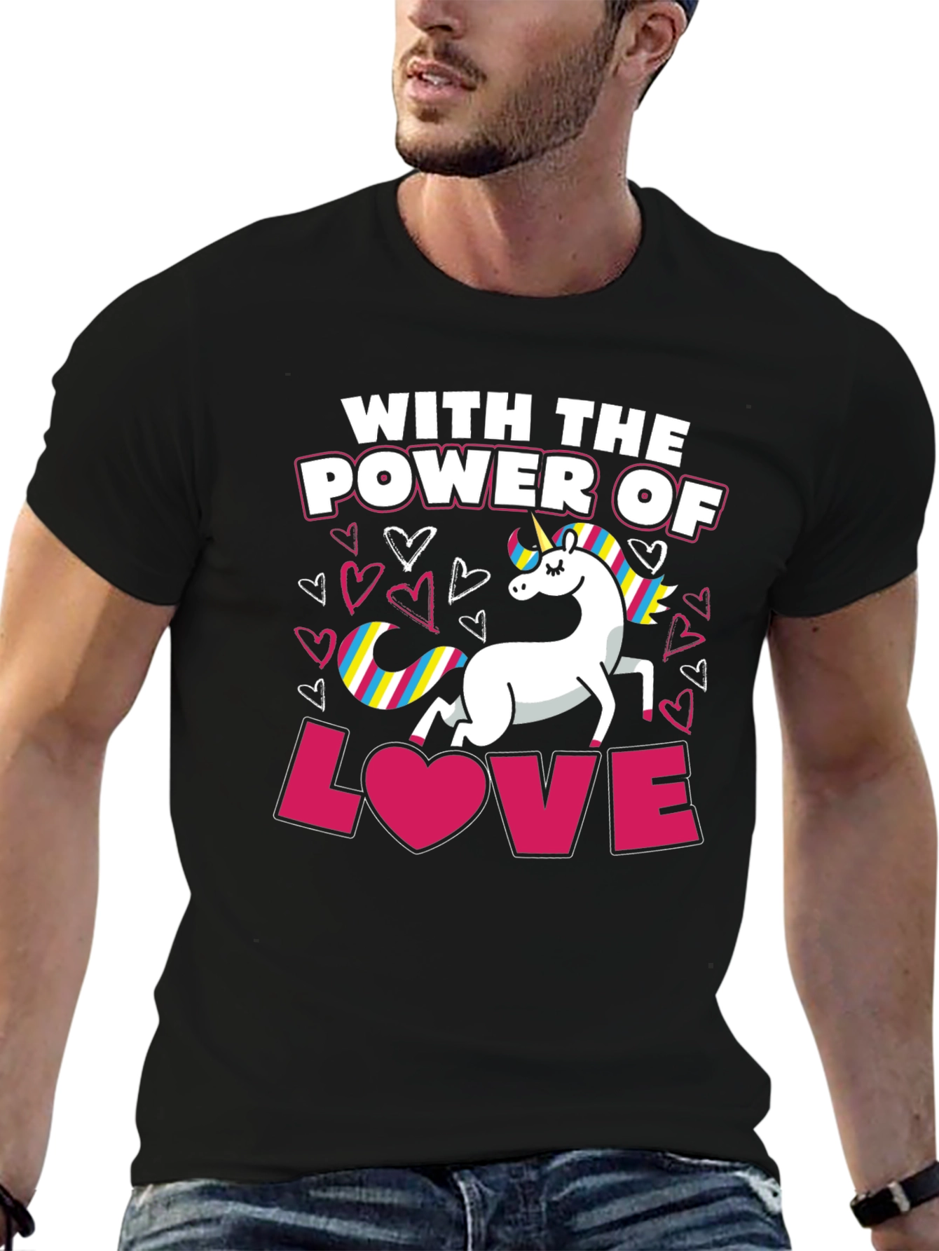 Black Unicorn Power of Love T-Shirt view 6