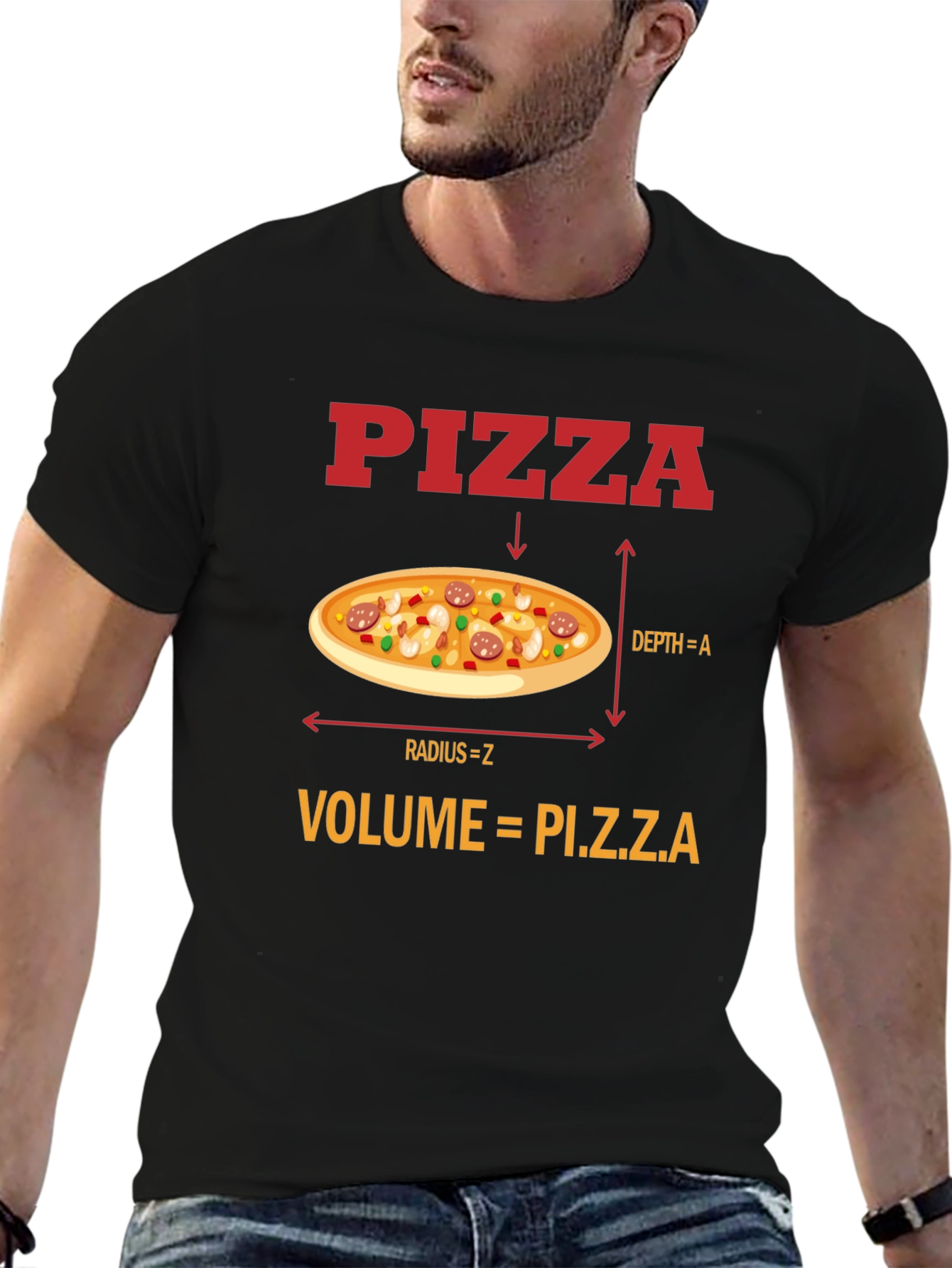 Black Pizza Volume Funny Math T-Shirt view 6