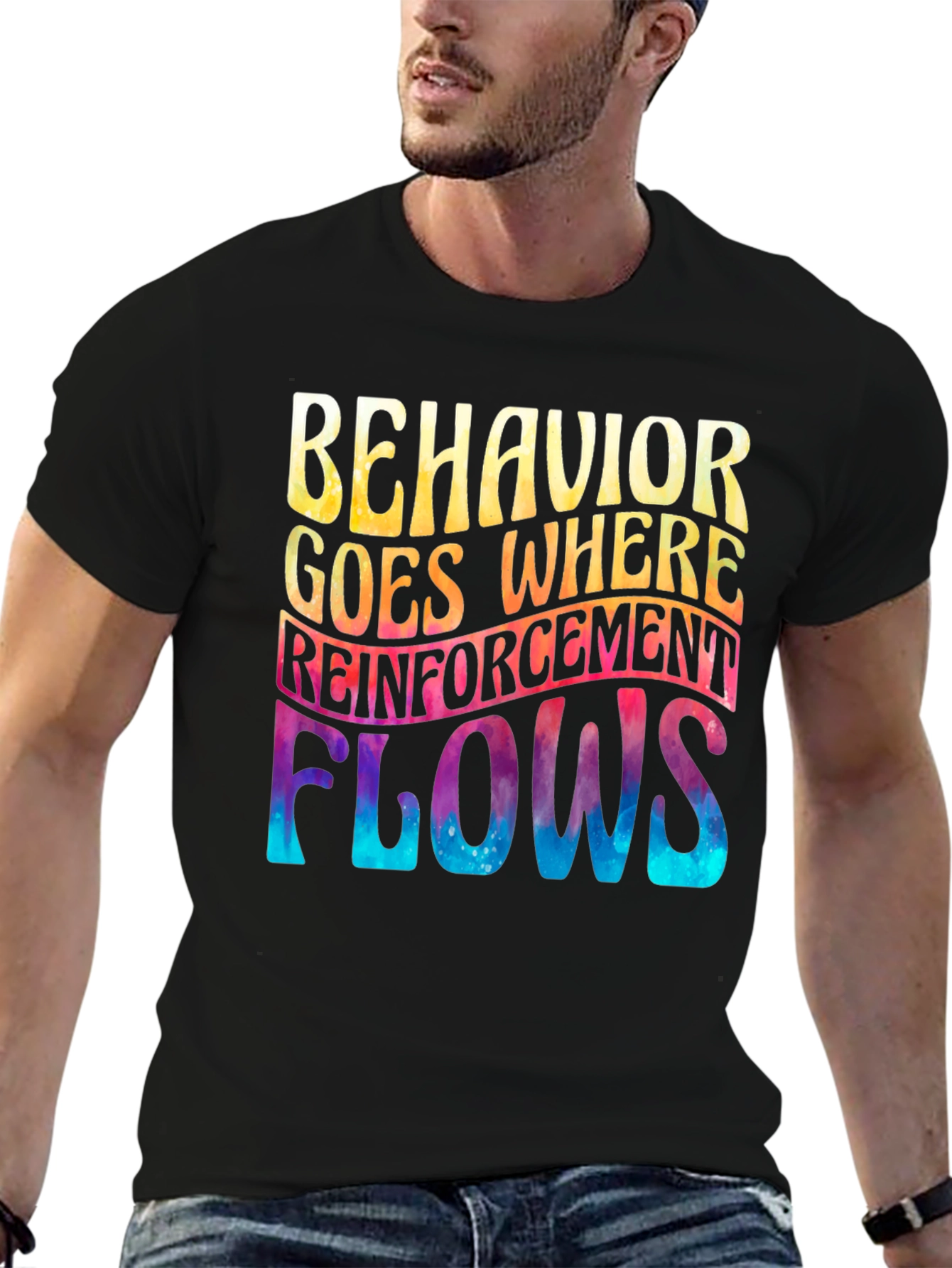 Black Behavior Reinforcement Flows Graphic Tee view 6