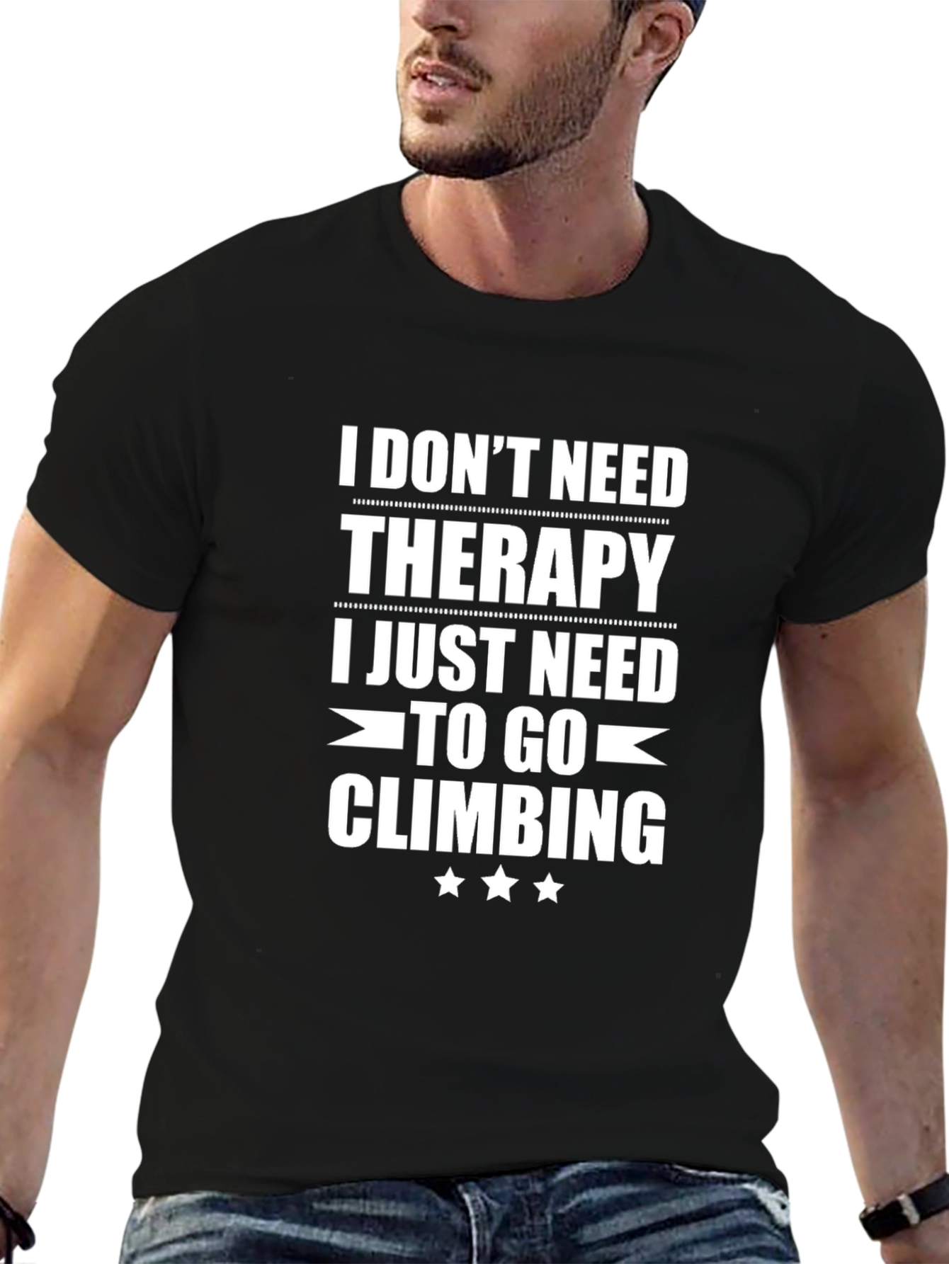Black Climbing Therapy T-Shirt - Black Graphic Tee view 6