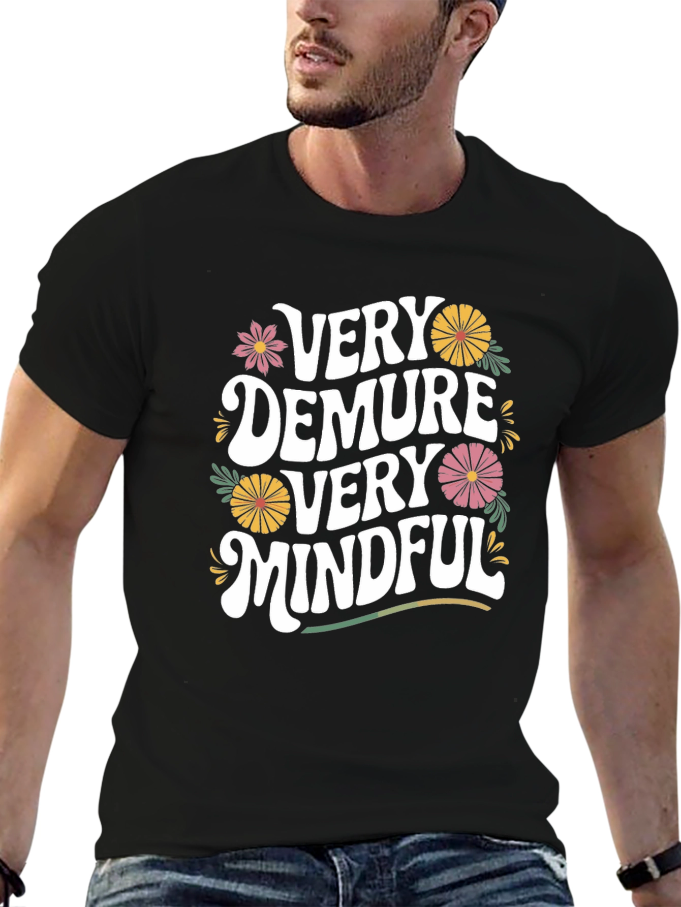 Black Very Demure Very Mindful Graphic Tee view 6