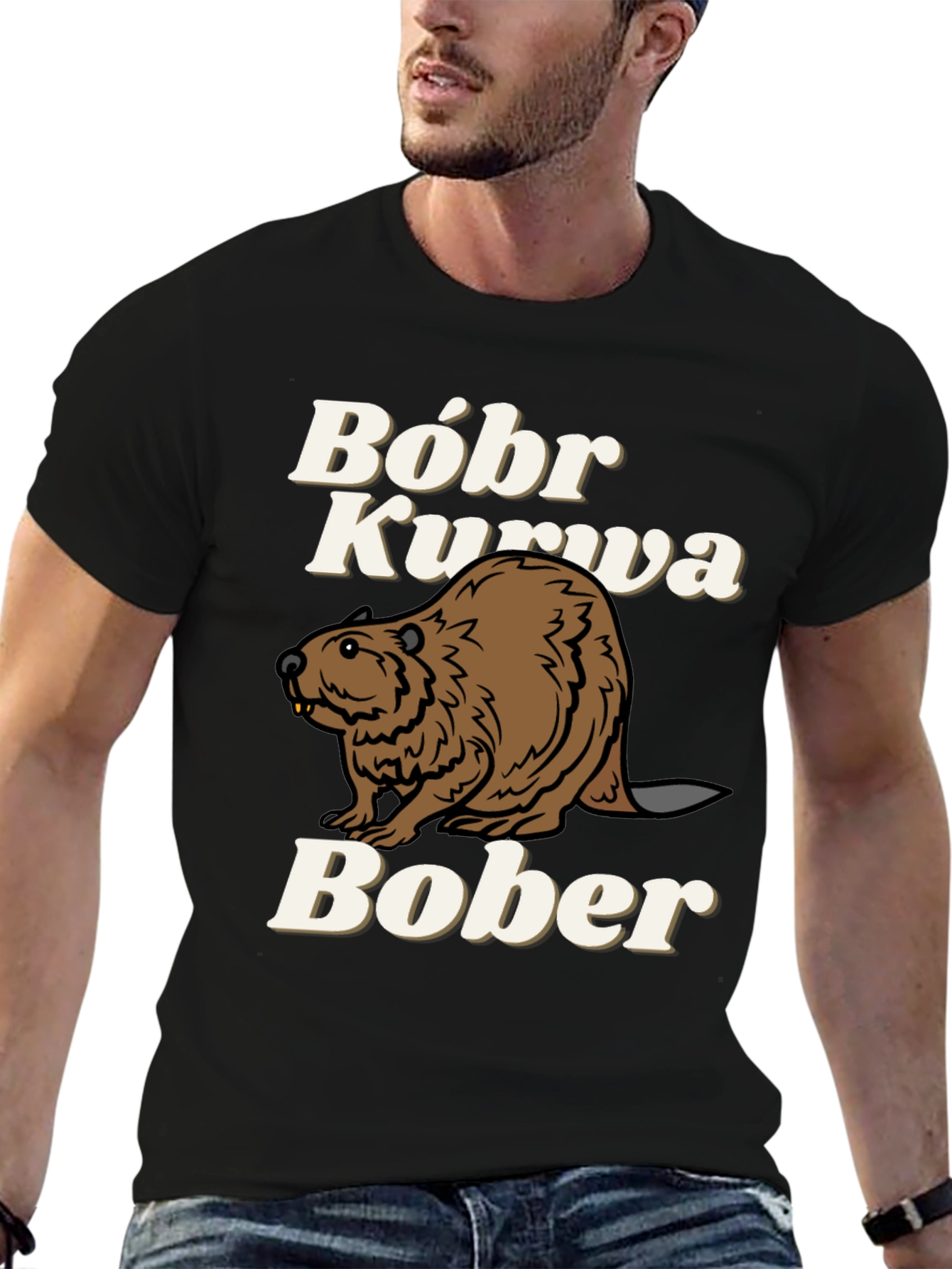 Black Bóbr Kurva Bober Funny Beaver T-Shirt view 6