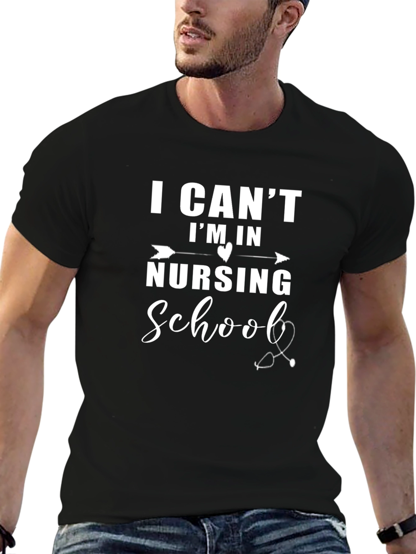 Black Nursing School T-Shirt - I Can't I'm In Nursing School view 6