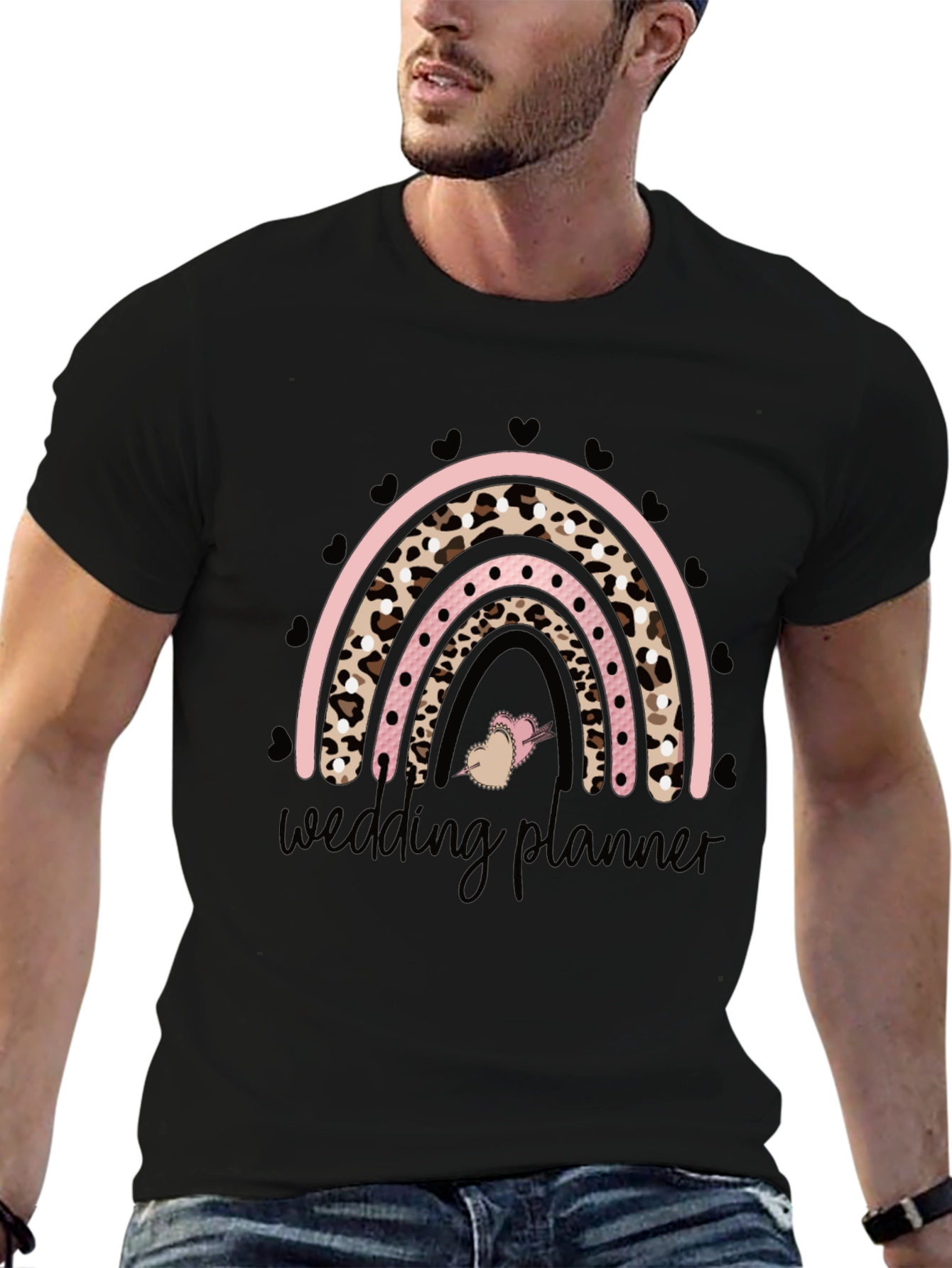 Black Wedding Planner Rainbow Graphic Tee view 6