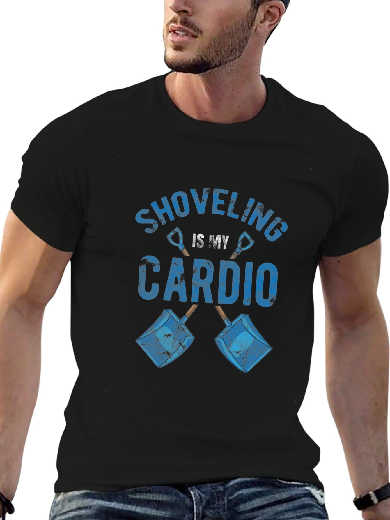 Black Shoveling is My Cardio Graphic Tee - Black view 6