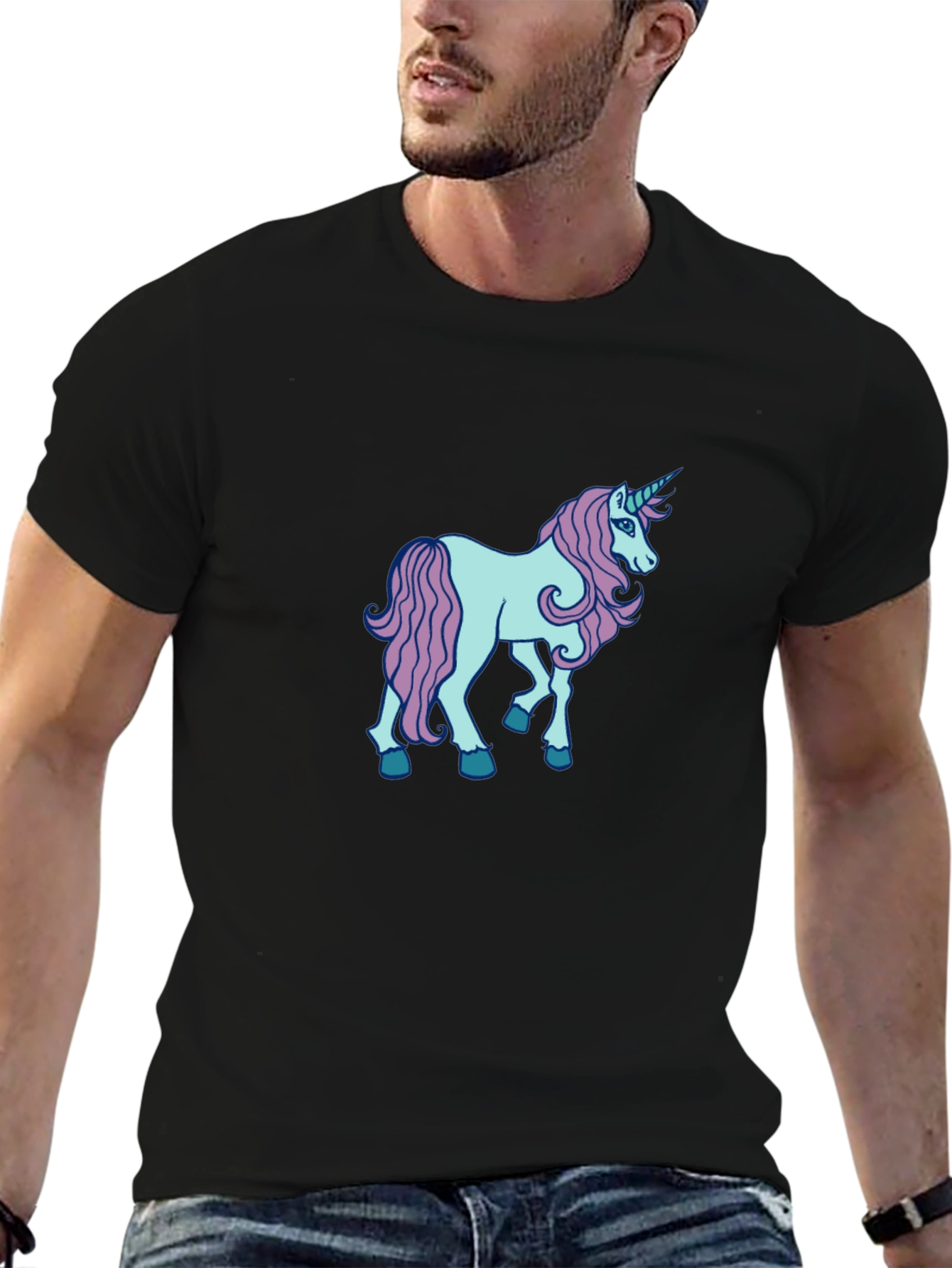 Unicorn Graphic Black T-Shirt - 6