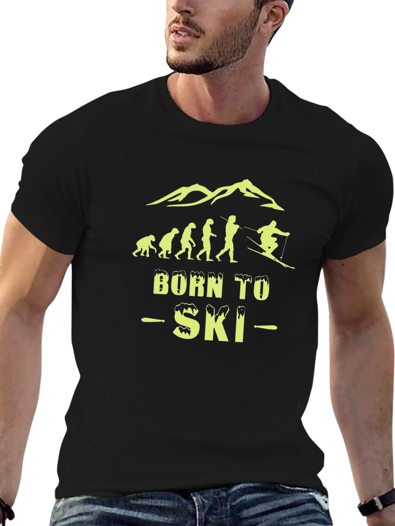 Black Born to Ski Evolution T-Shirt view 6