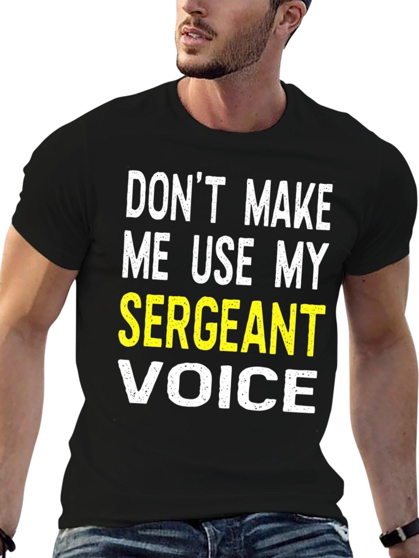 Black Sergeant Voice T-Shirt - Funny Military Humor Tee view 6
