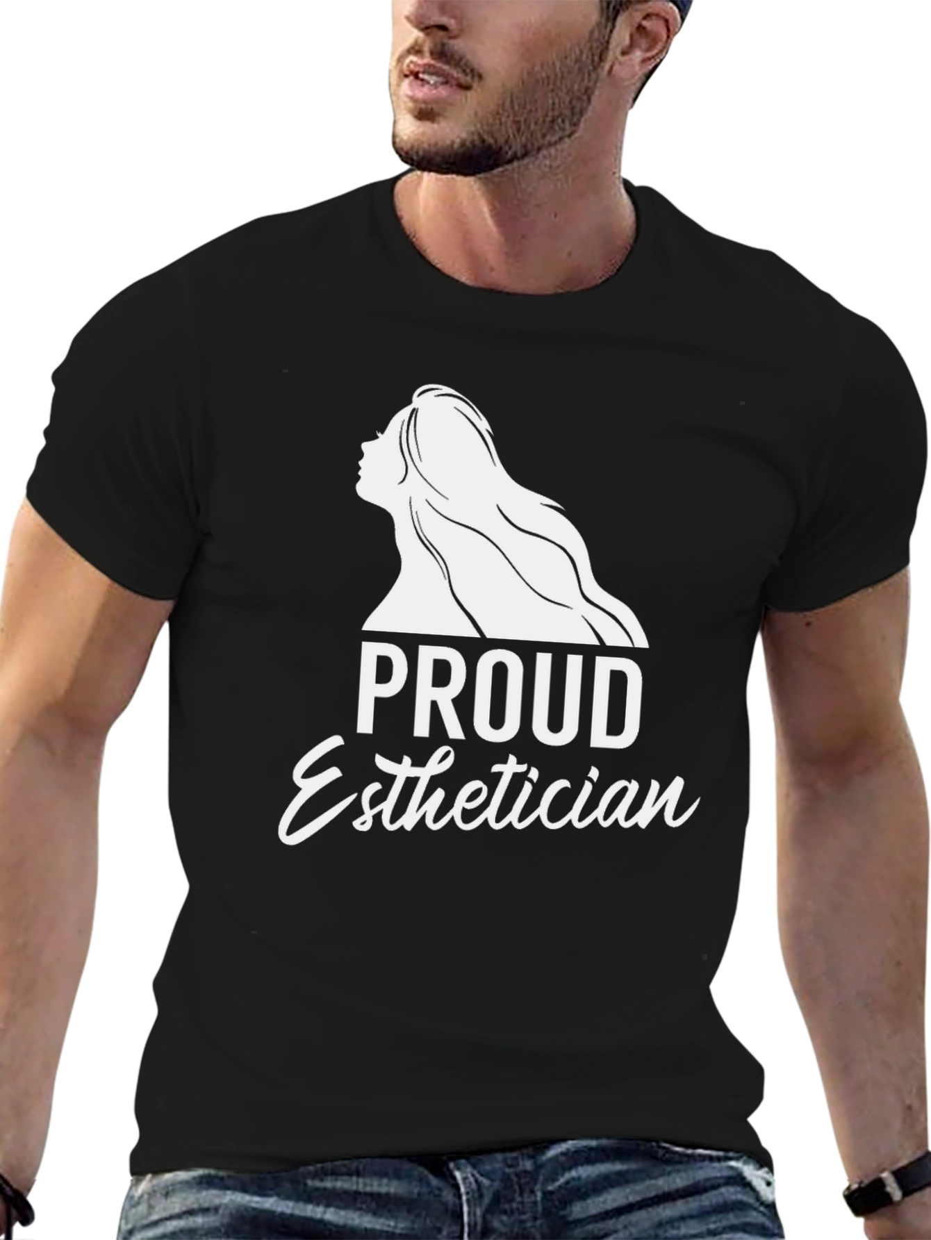Black Proud Esthetician Graphic Tee - Black Unisex T-Shirt view 6