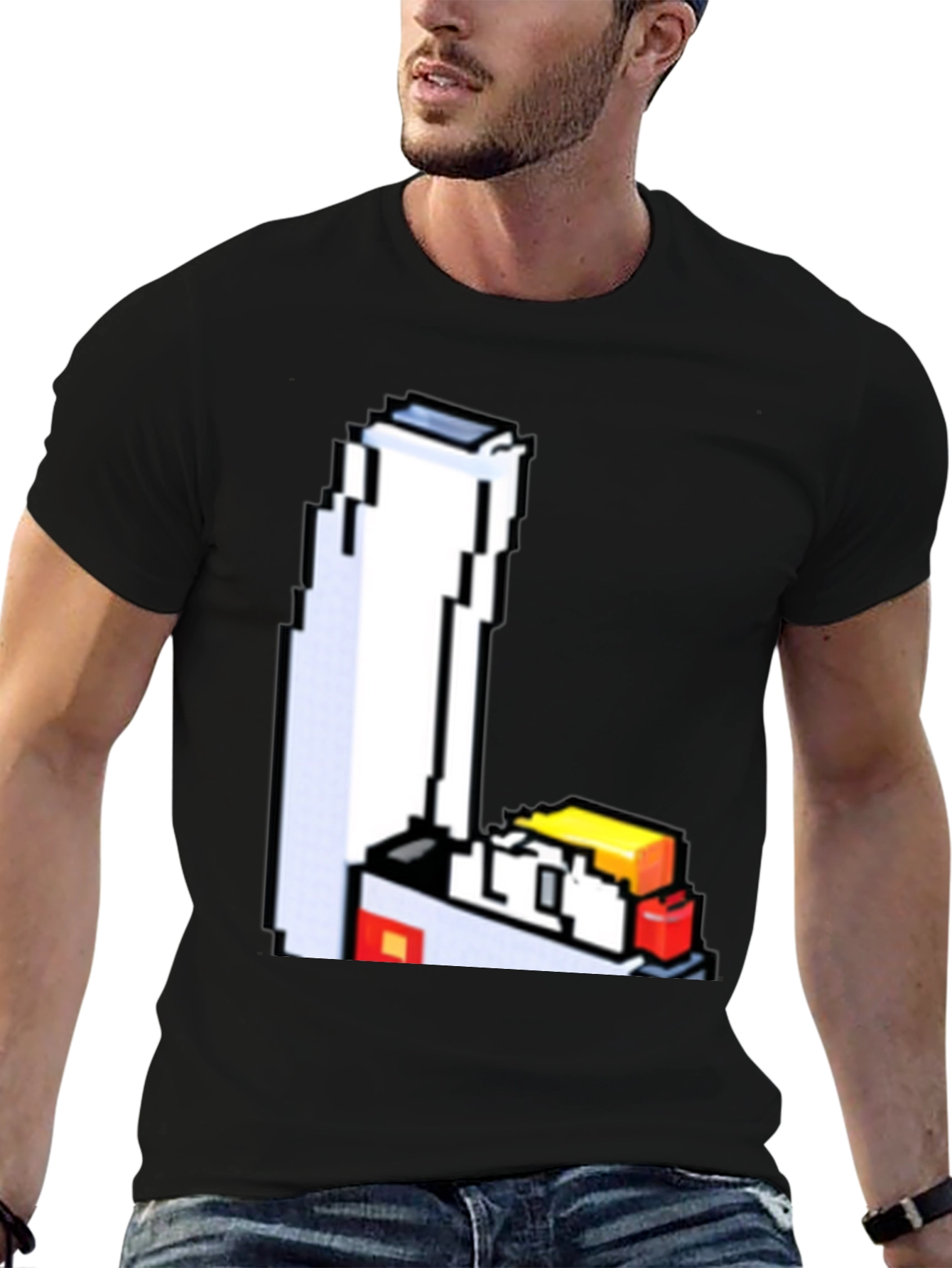 Black 8-Bit Lighter Graphic Tee - Retro Style view 6